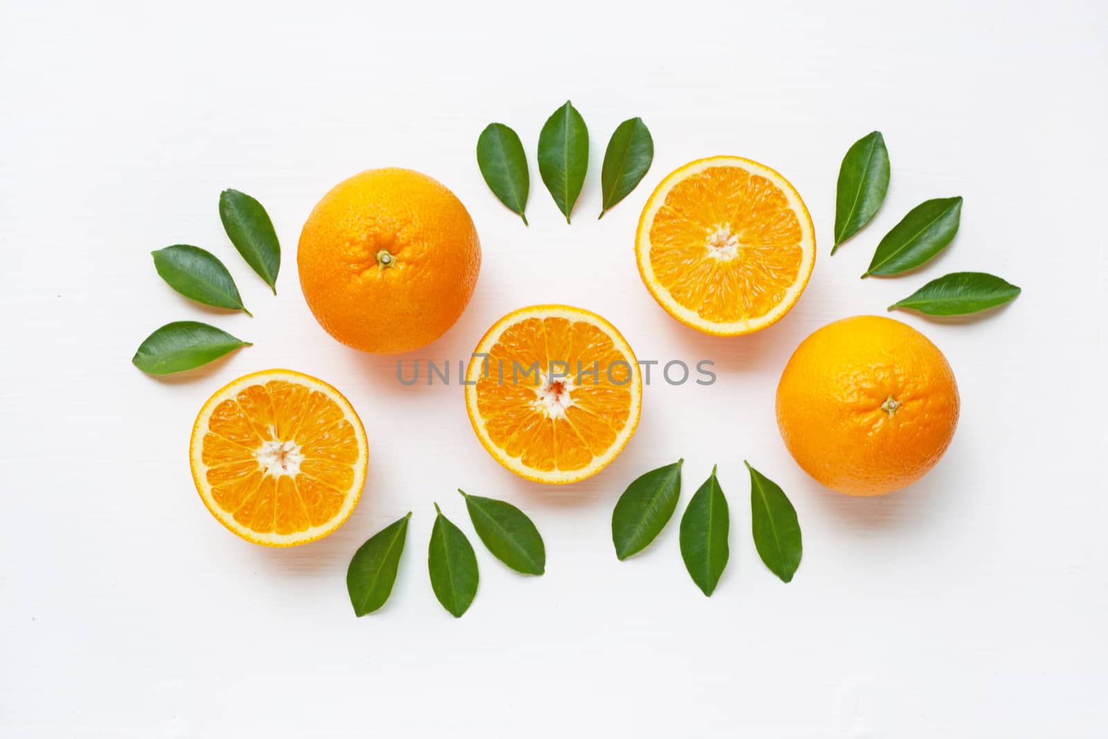Fresh orange citrus fruit isolated on white background.