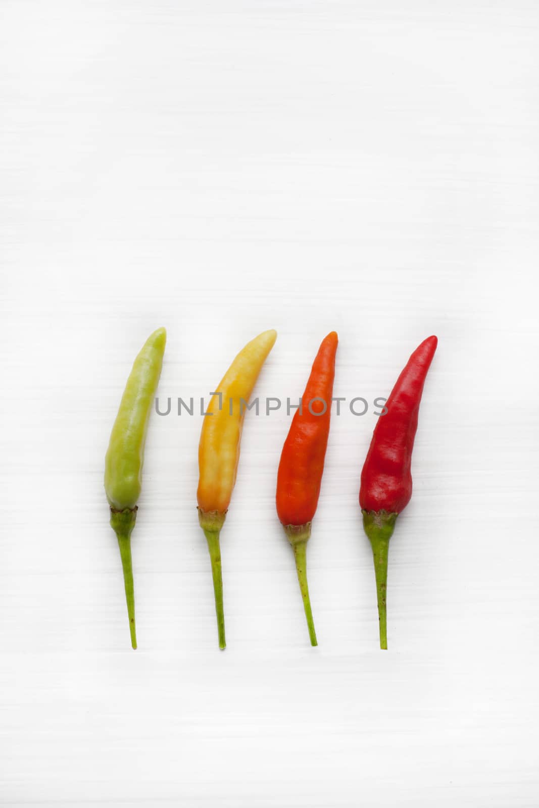 Chili peppers on white.