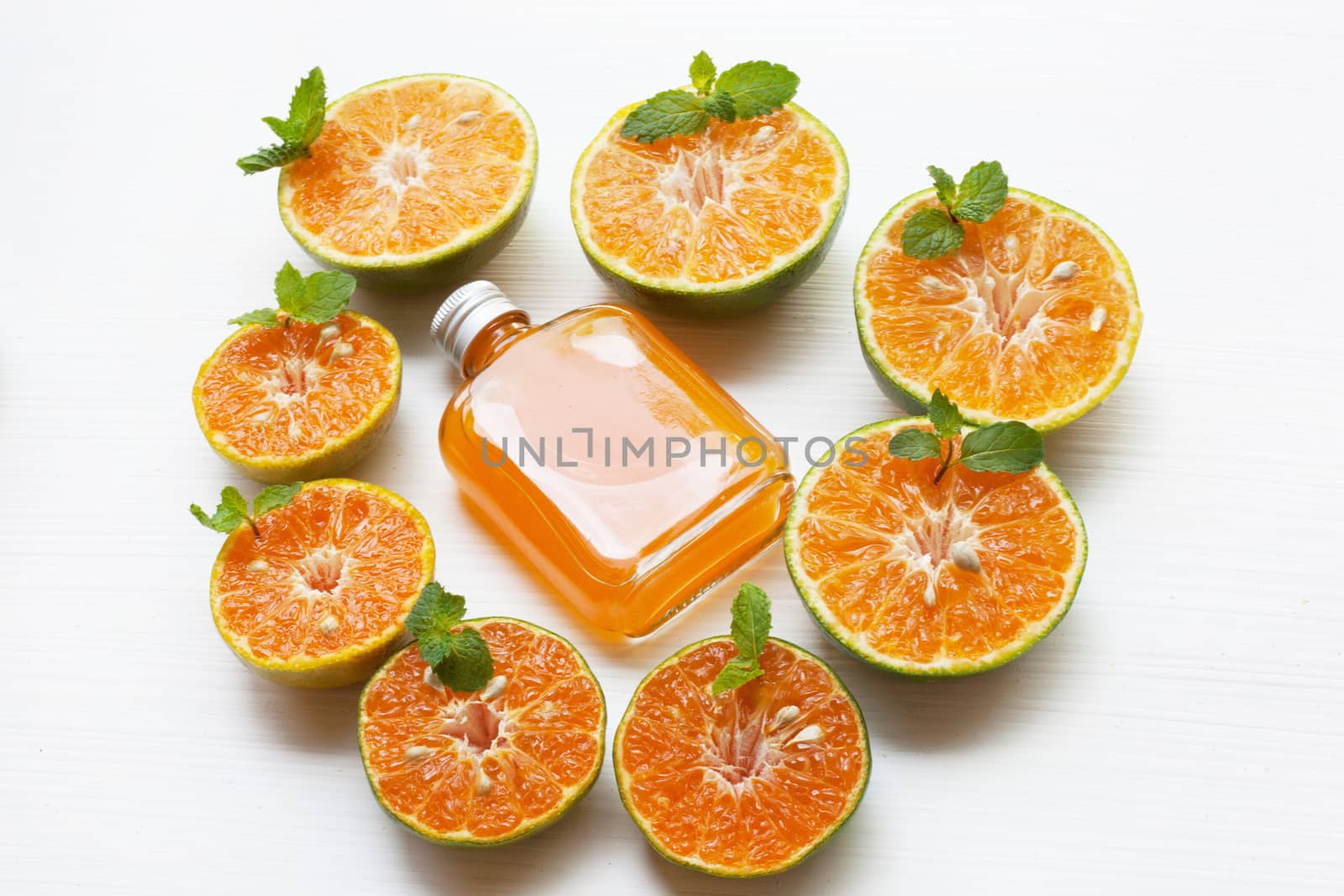 Orange juice isolated on white background.