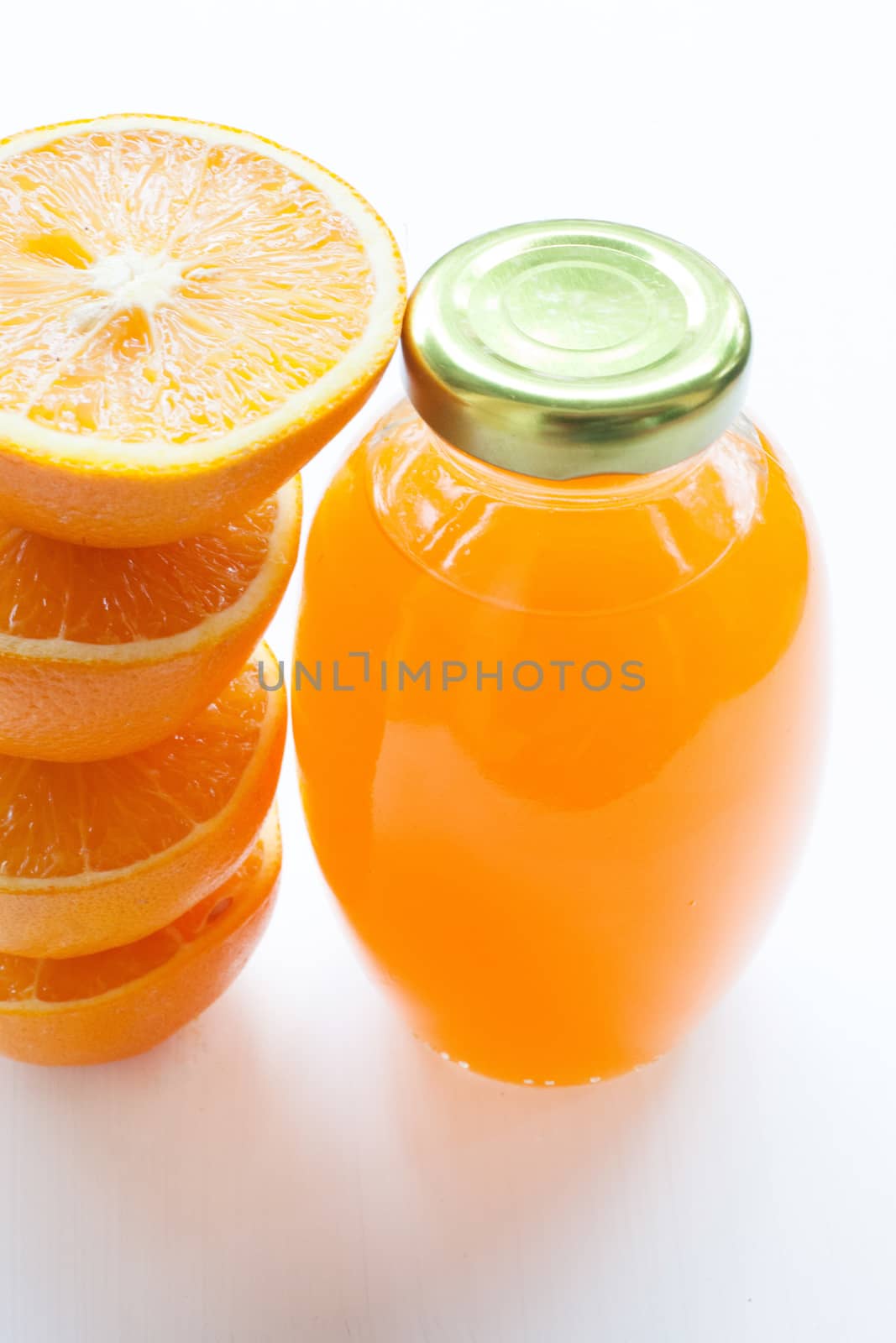 Orange juice isolated on white background.