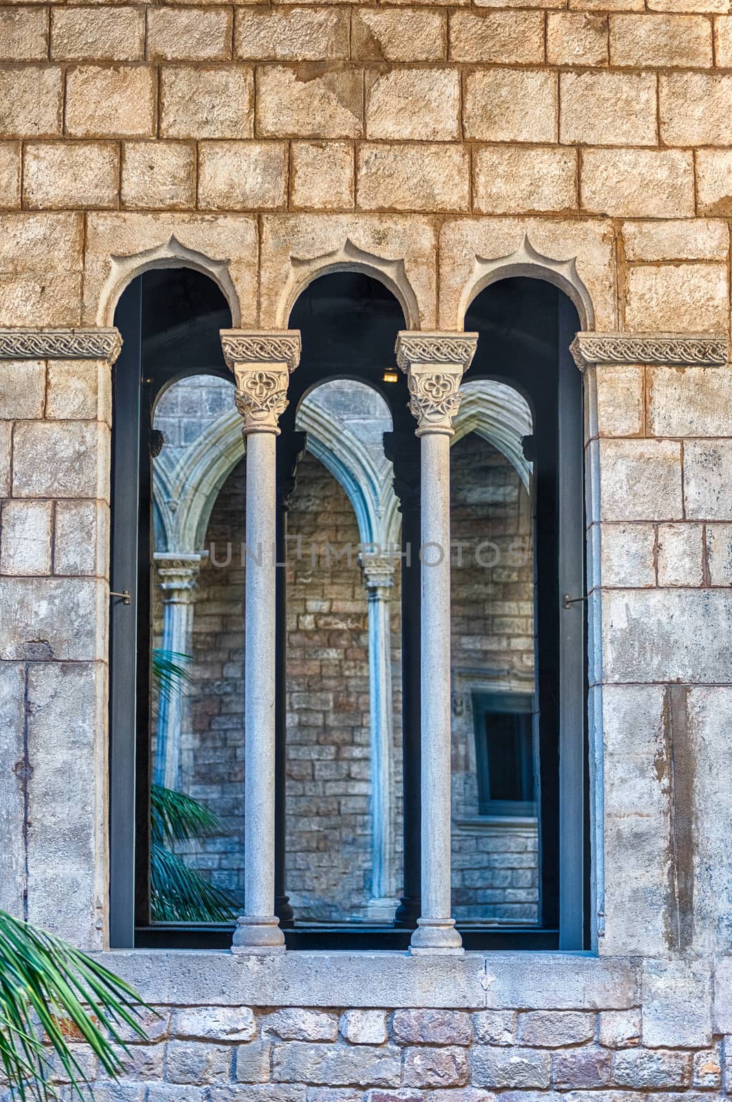 Medieval window, gothic architecture in La Ribera district of Barcelona, Catalonia, Spain
