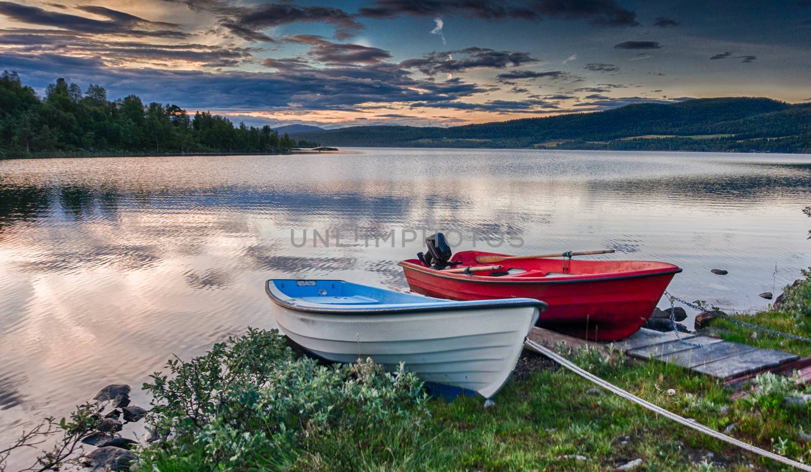 Romantic lake landscape in europe by javax