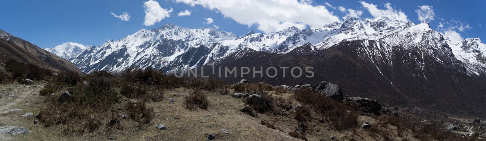 View of Himalaya in Langtang trek valley