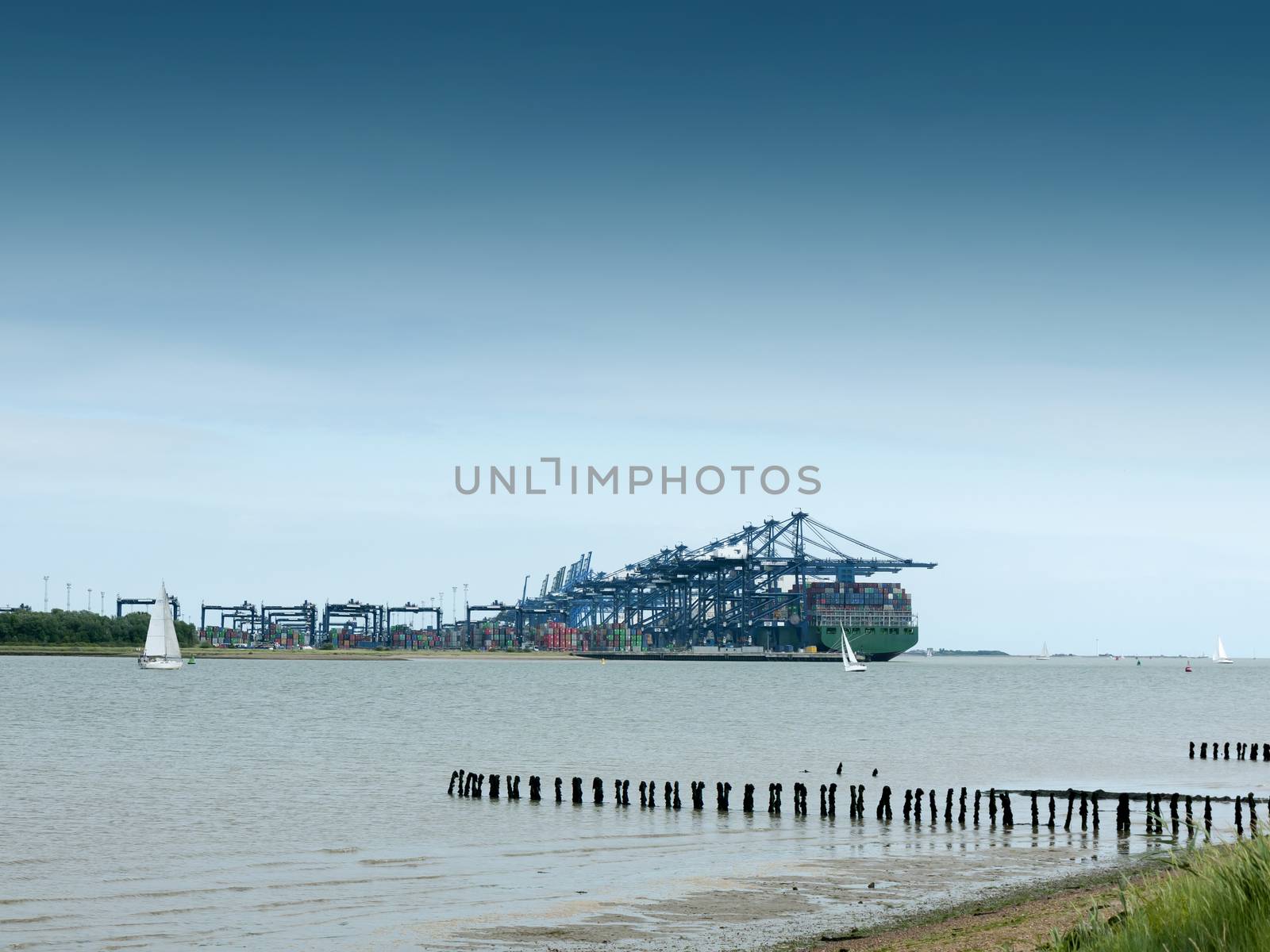 cargo shipping industry landscape river coast; Essex; UK