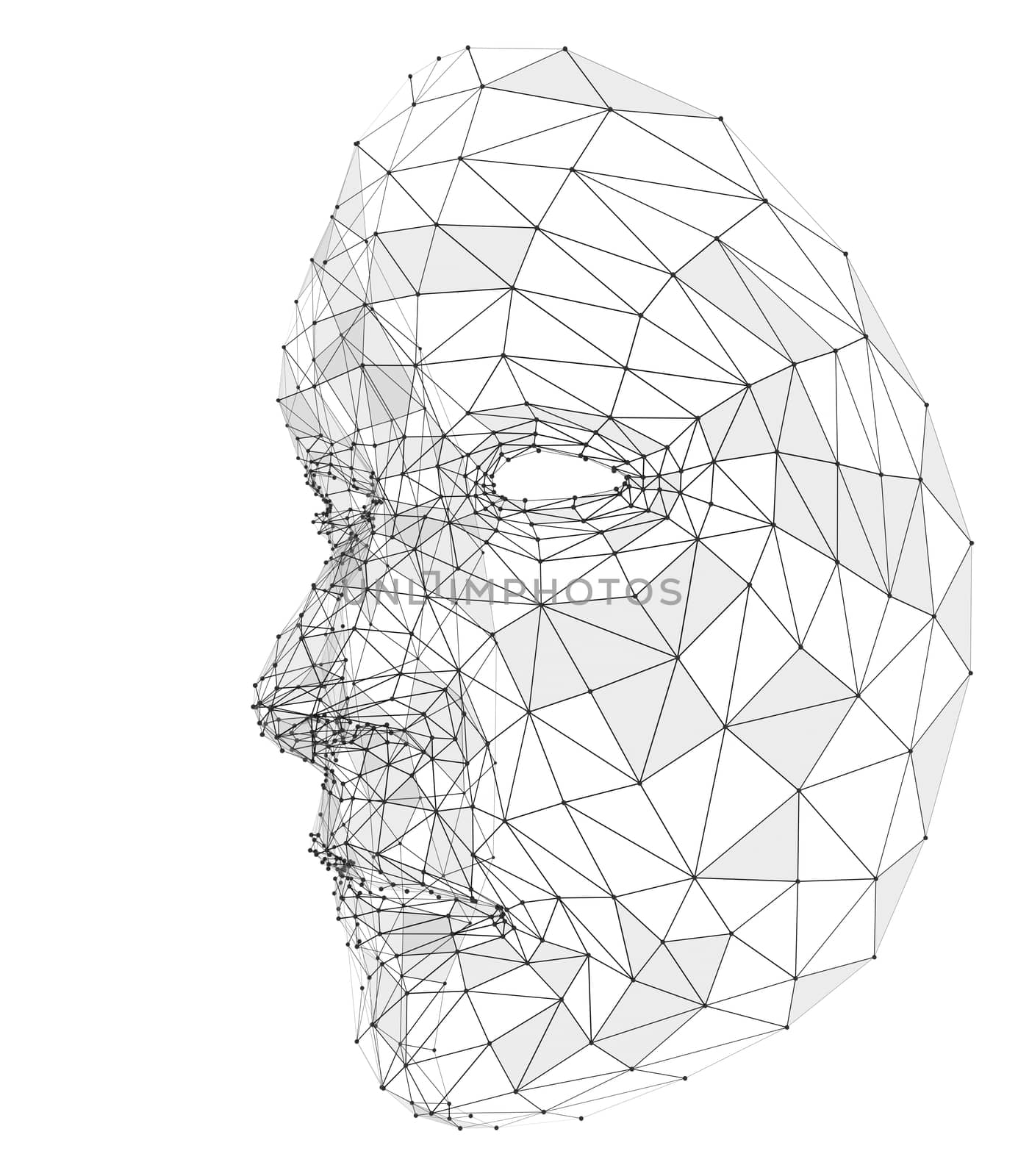Human face consisting of lines, polygons and dots by cherezoff