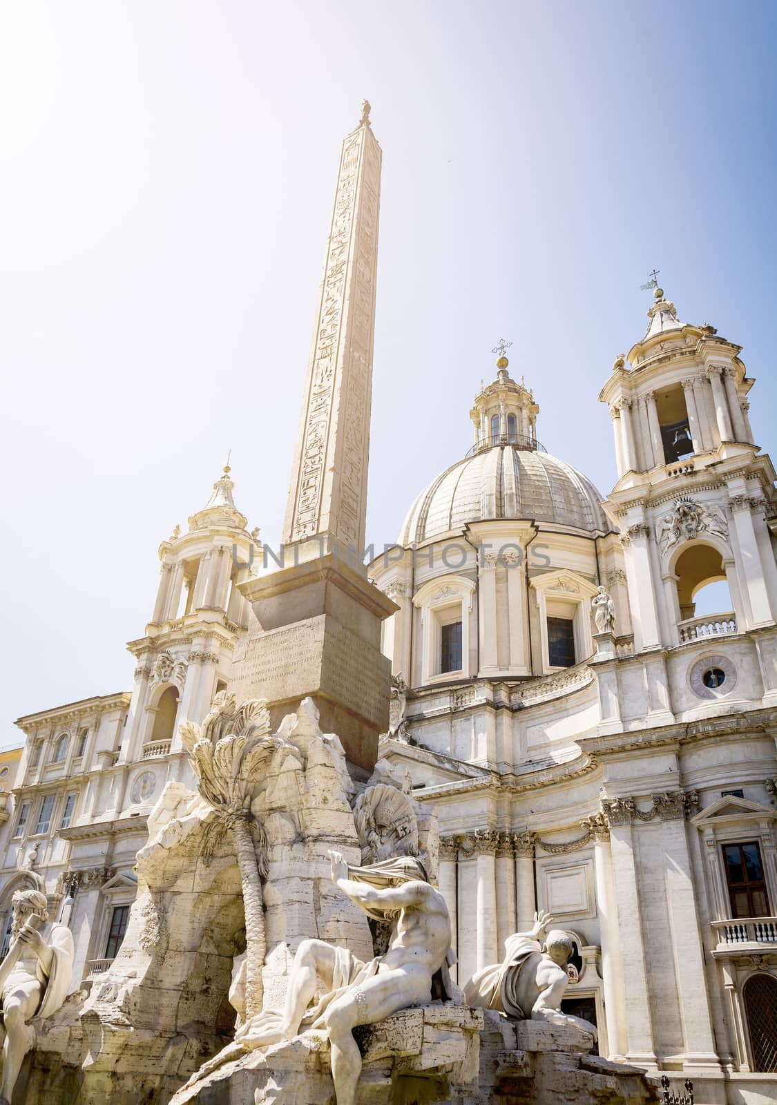 The Fountain of the four rivers in the middle of Piazza Navona in Rome by rarrarorro