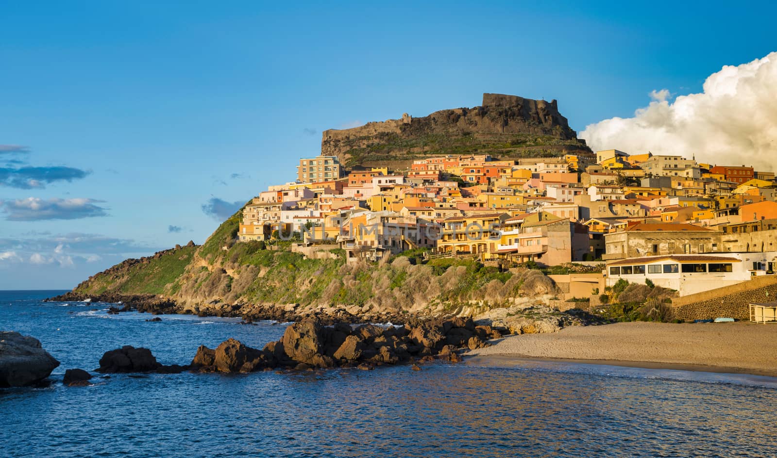skyline of the village Castelsardo on the island of Sardinia belongs to Italy