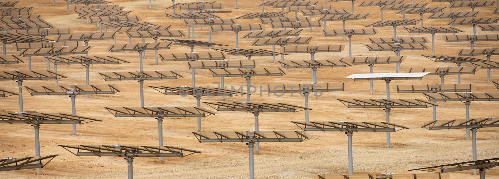 industrial landscape solar batteries in the desert by MegaArt