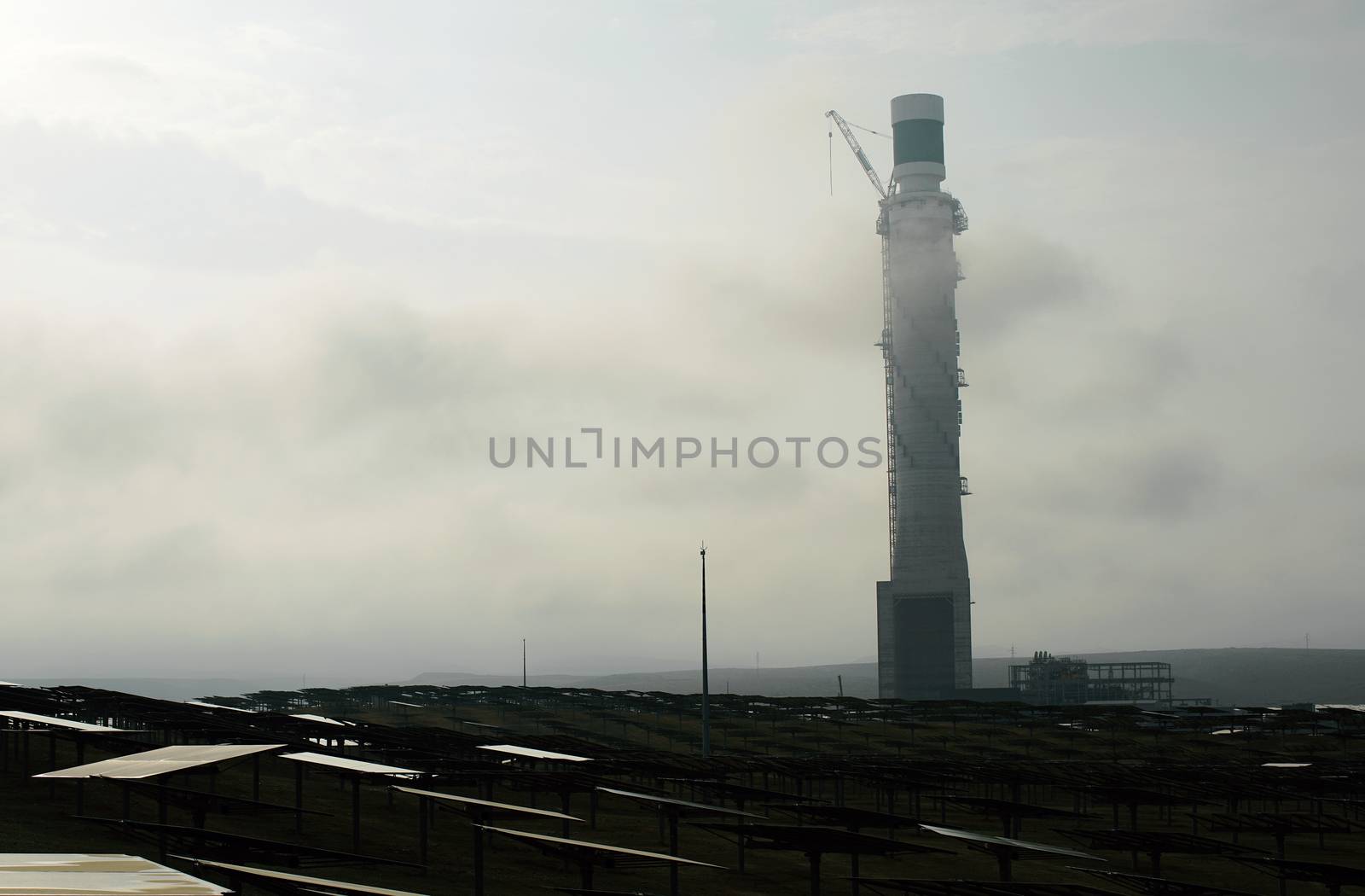 alternative energy, industrial landscape solar batteries in the desert