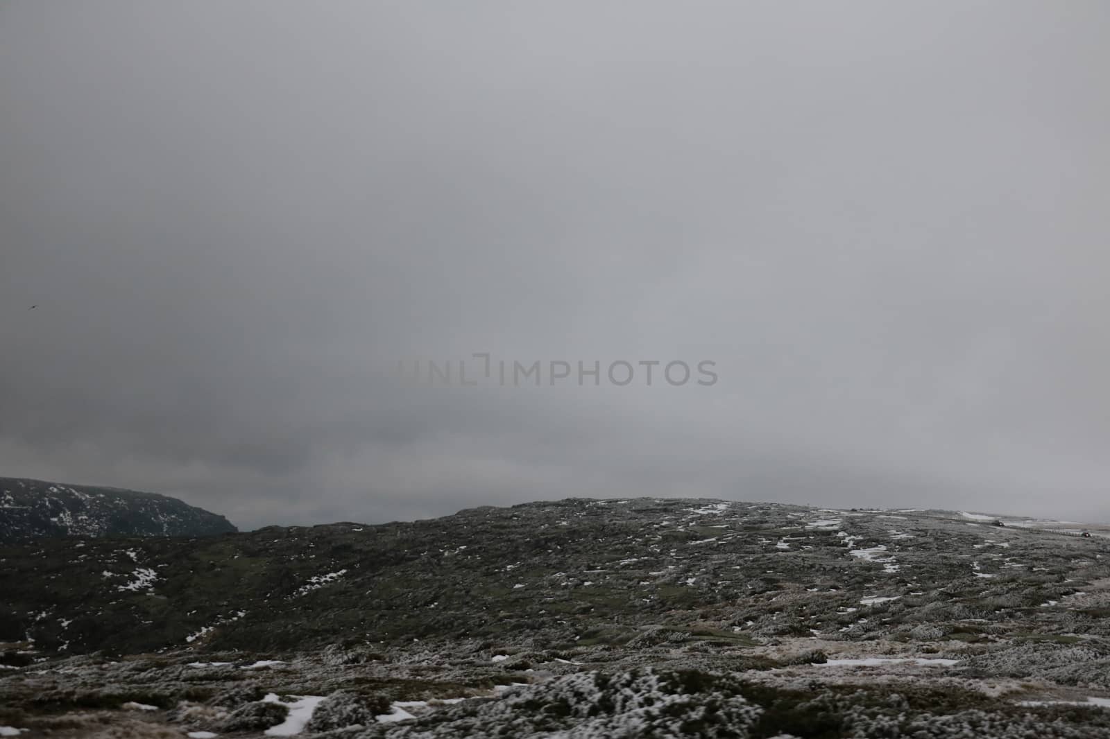 View from a snow mountain in Portugal right before a snow started