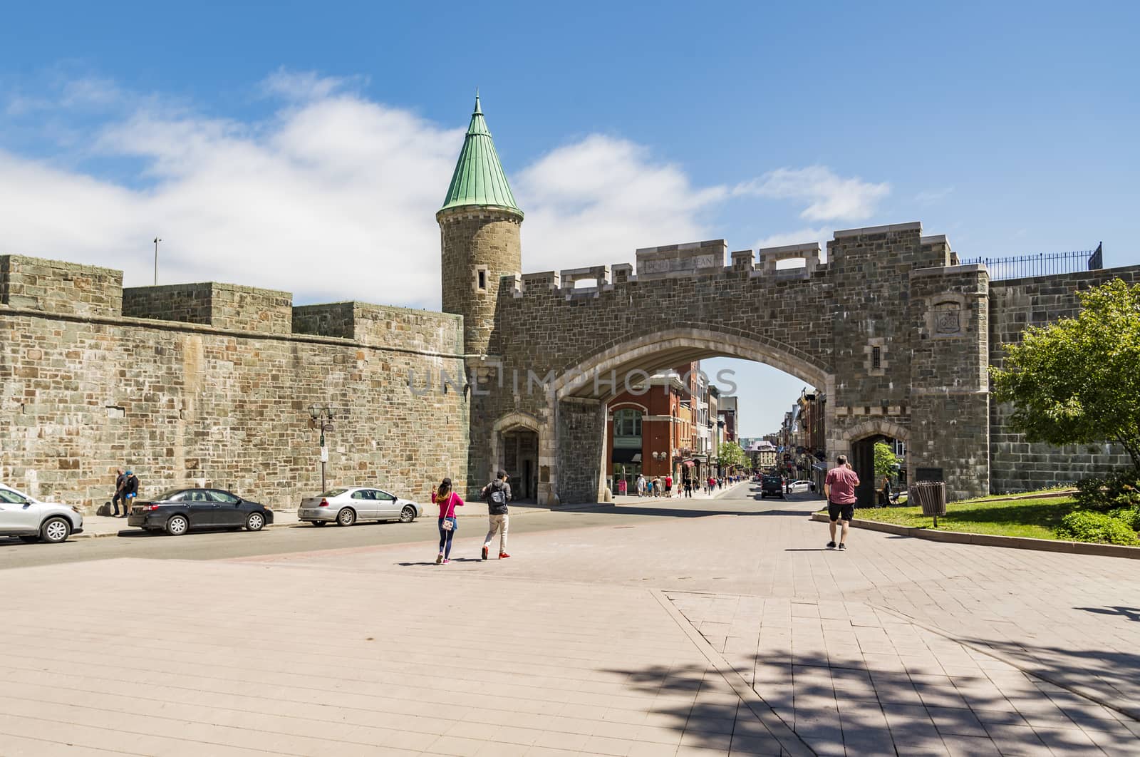 Porte Saint Jean Saint John's Gate part of Old Quebec, a UNESCO world heritage treasure in Quebec City, Canada.