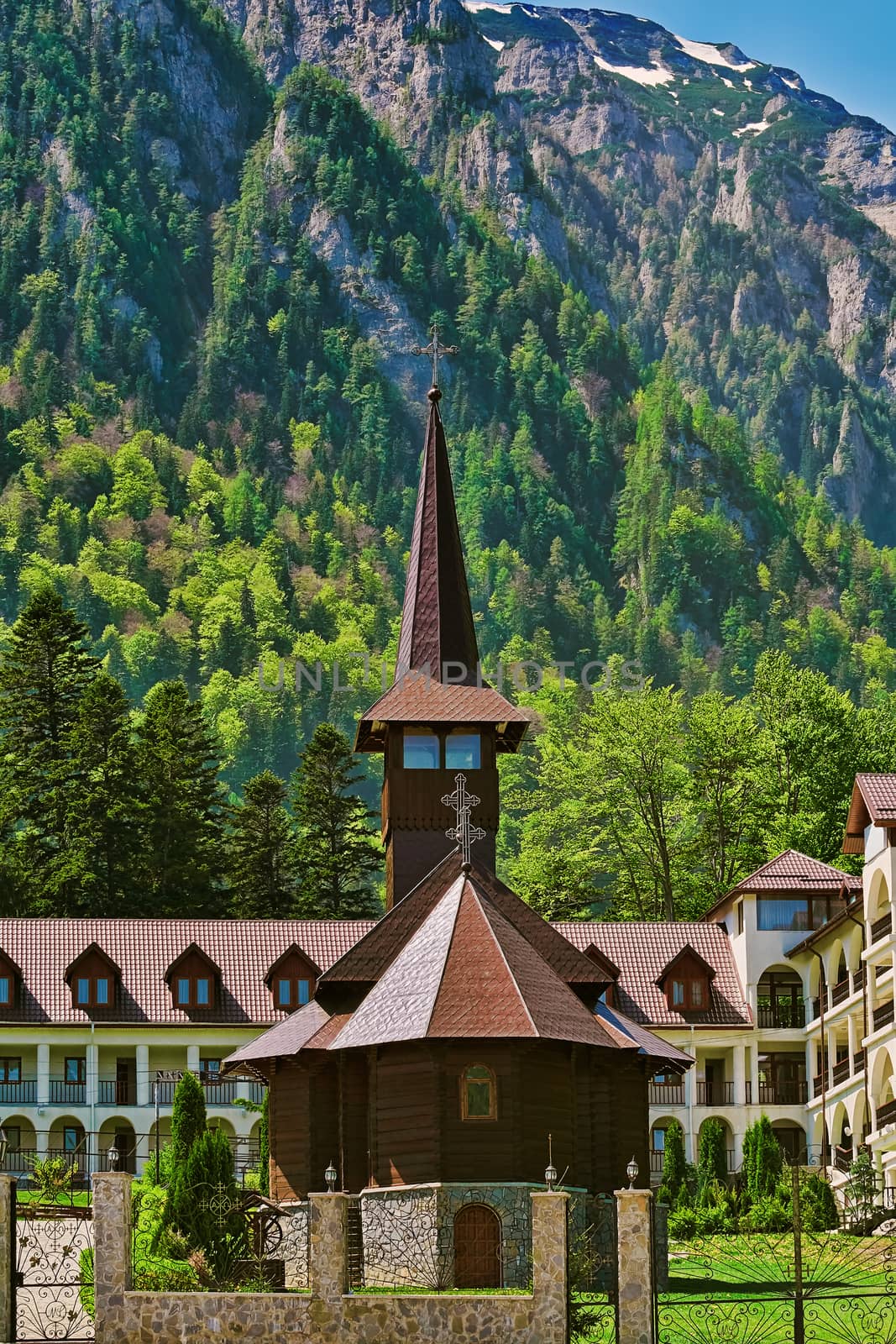 Caraiman Monastery Church at the Foot of the Bucegi Mountains 