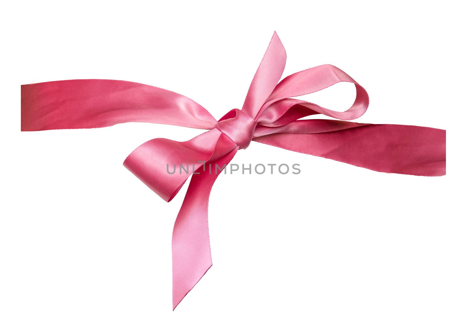 An Isolated Pink Fabric Ribbon Bow On A White Background