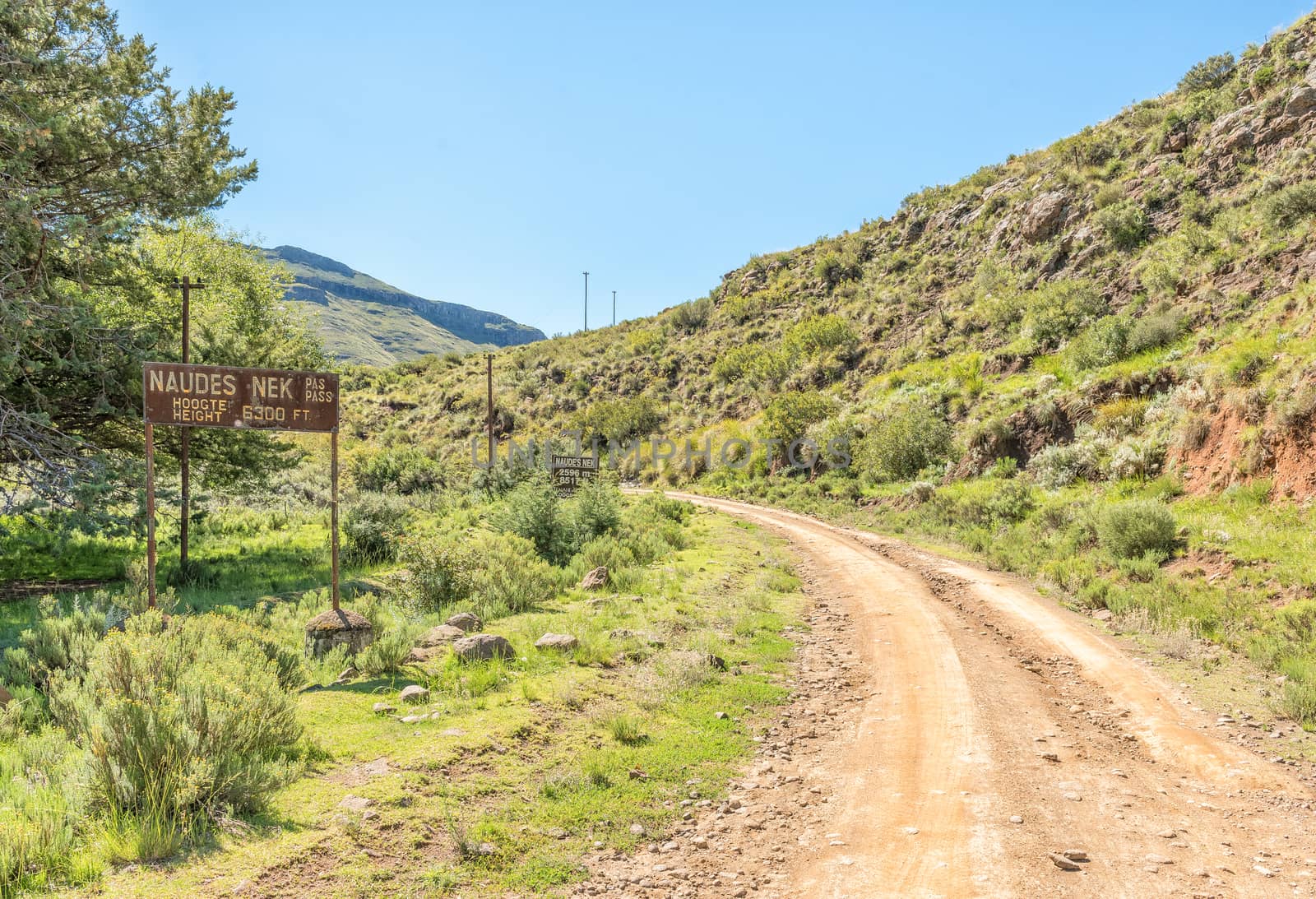 Start of the Naudes Nek Pass near Rhodes in the Eastern Cape Province of South Africa