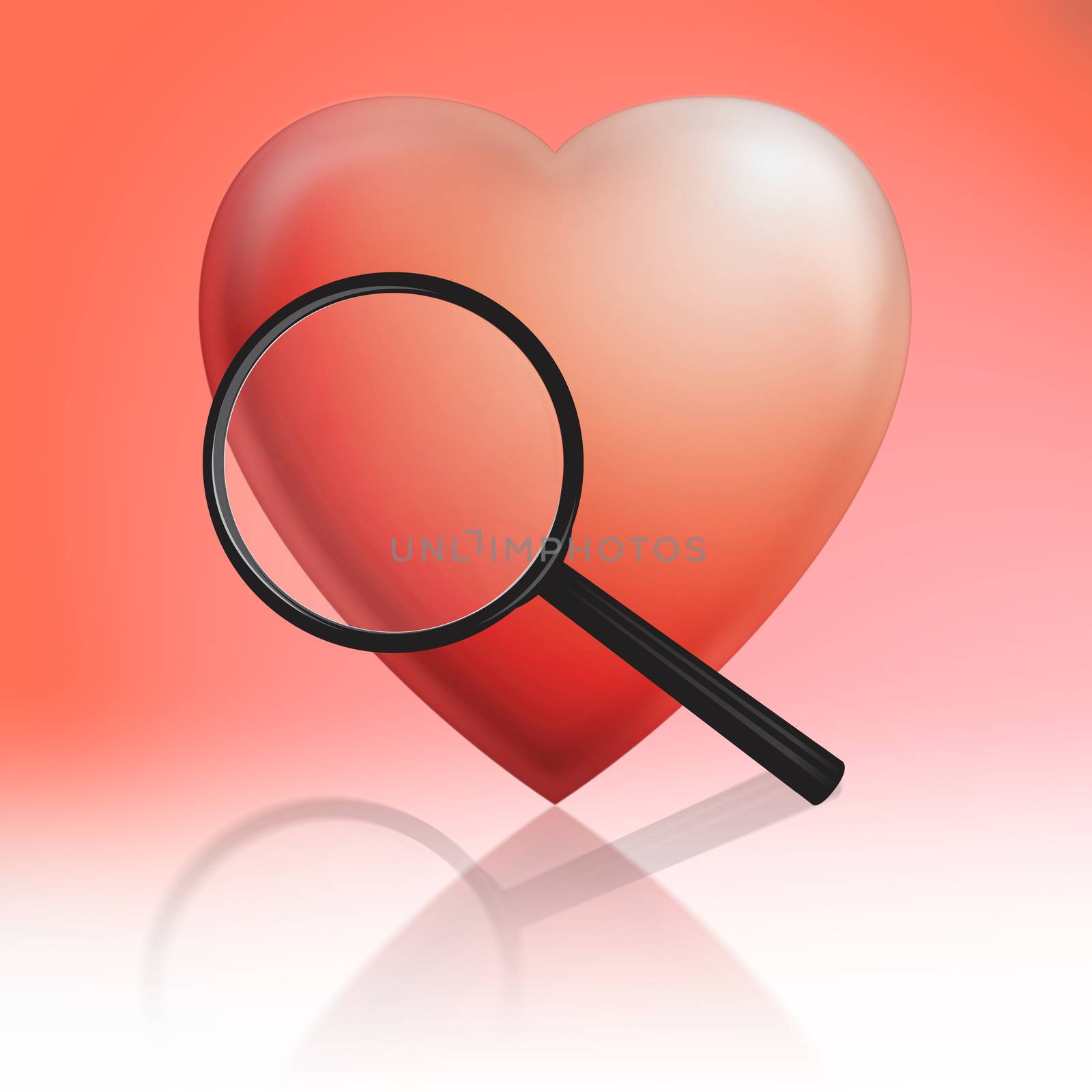 Red Heart and Magnifying glass