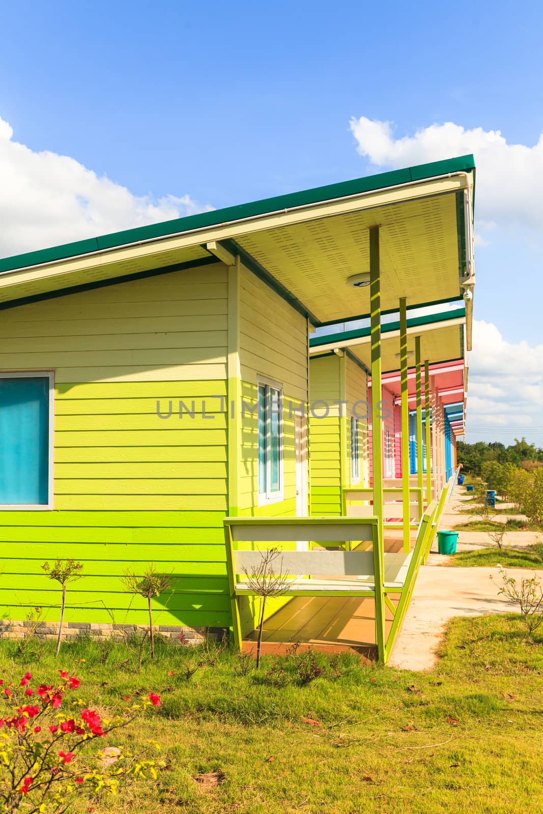 Multi-Colored small house on the countryside