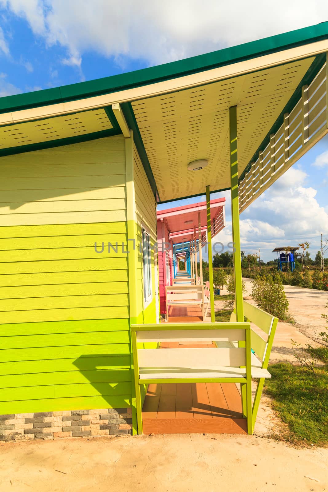 Multi-Colored small house on the countryside