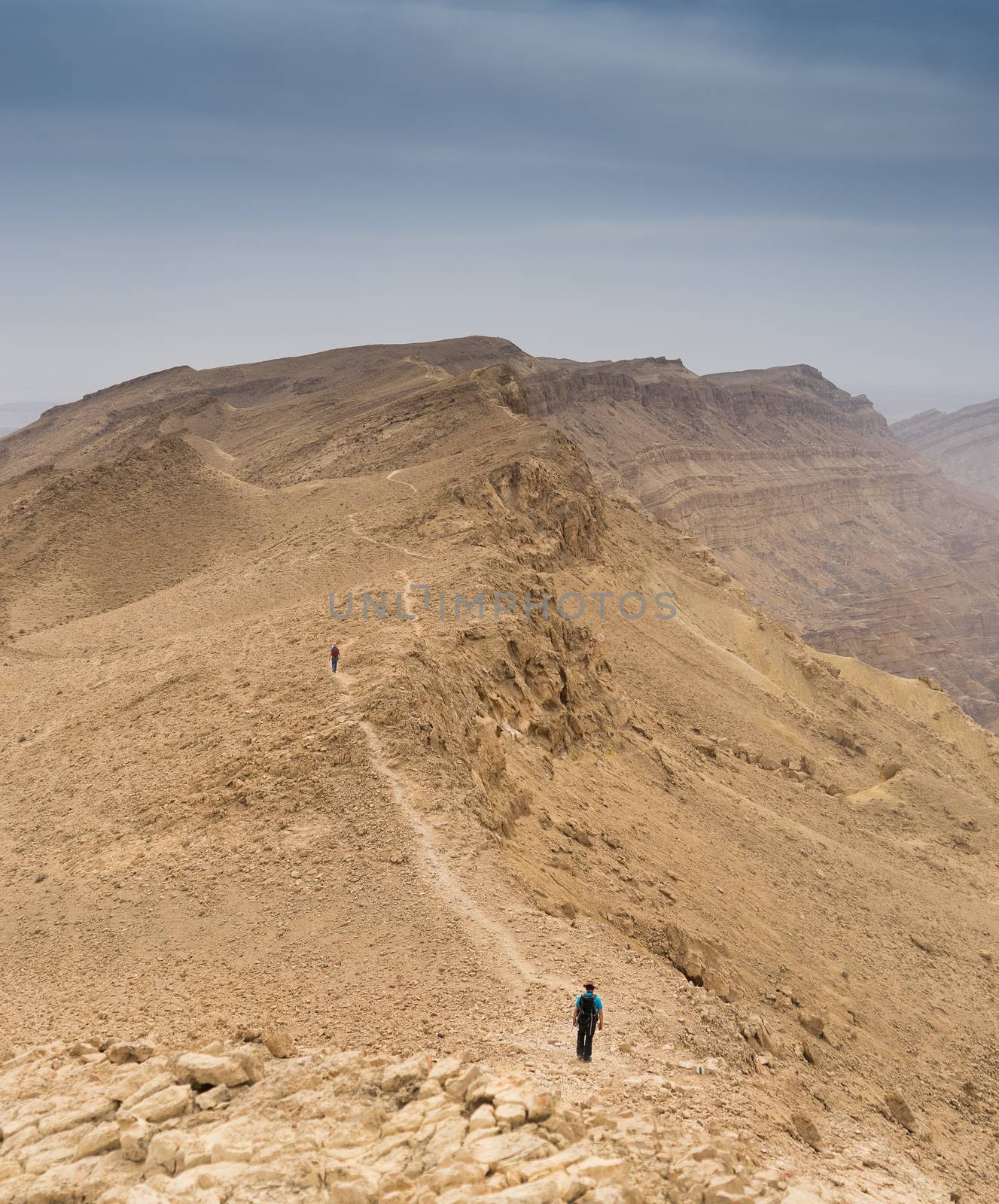 Israel travel trek in desert backpackers tourism