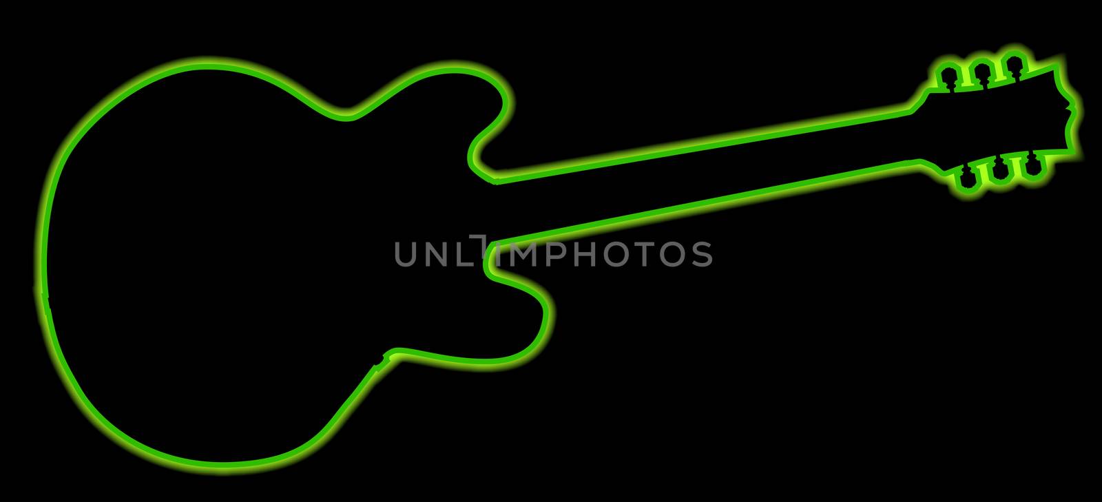 Green neon style guitar outline on black