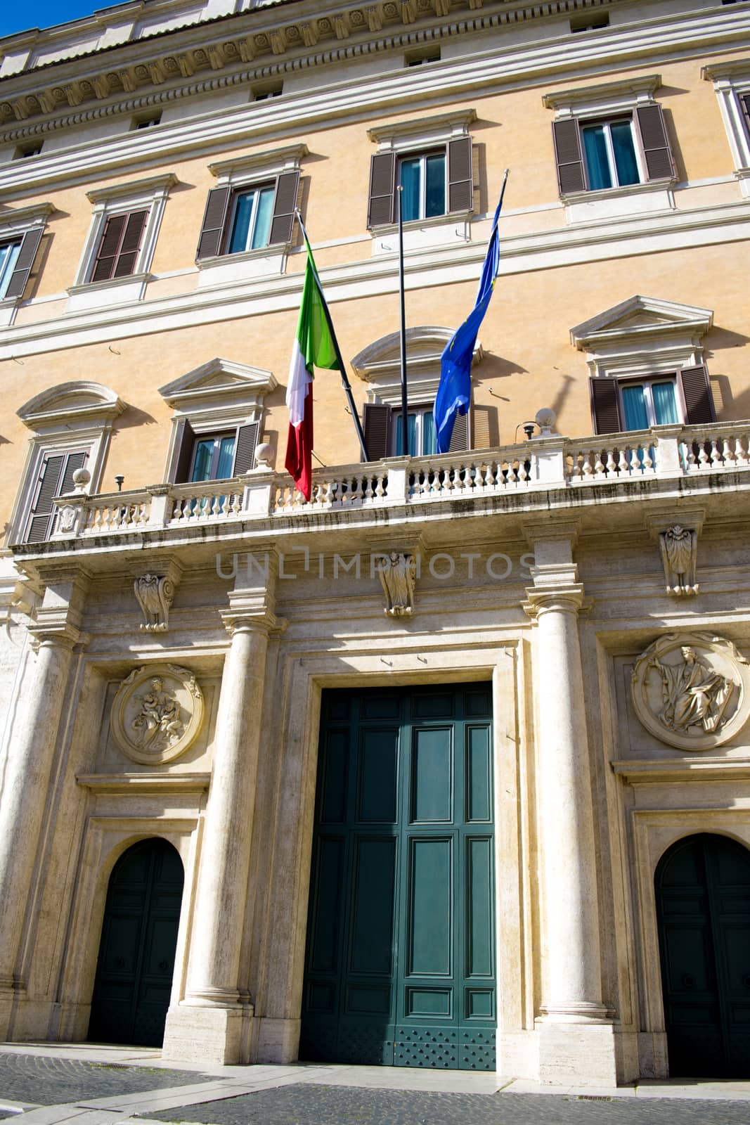 main entrance of montecitorio palace in rome place of Italian Parliament