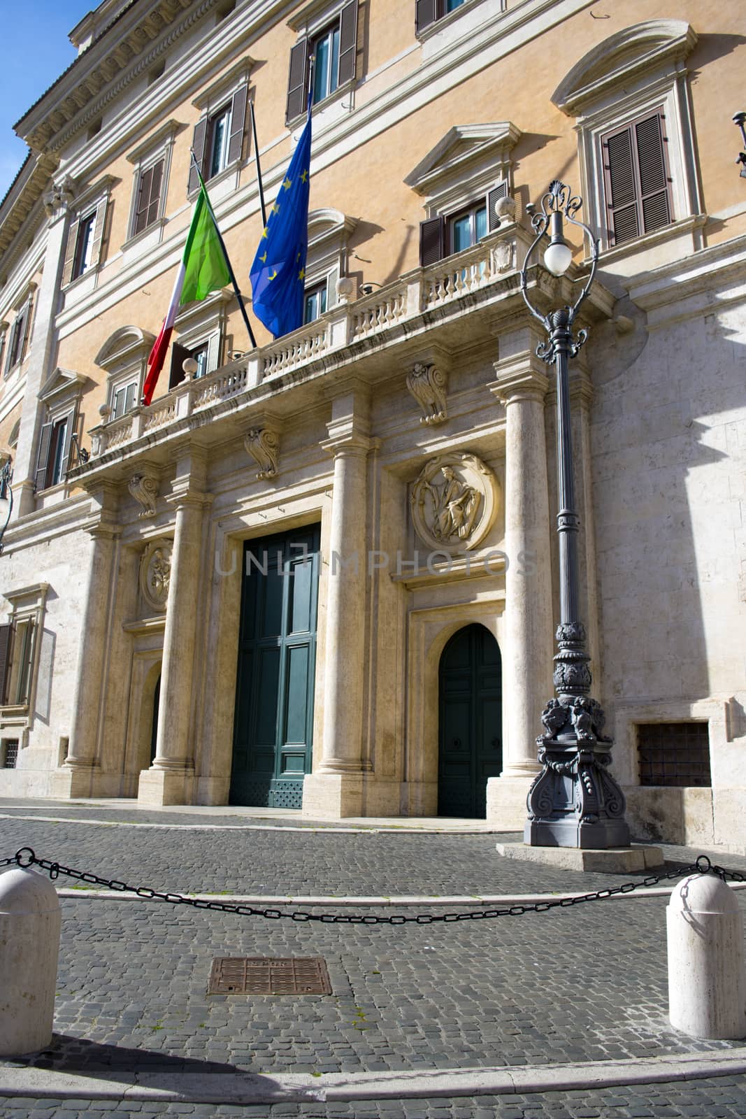 main entrance of montecitorio palace in rome place of Italian Parliament