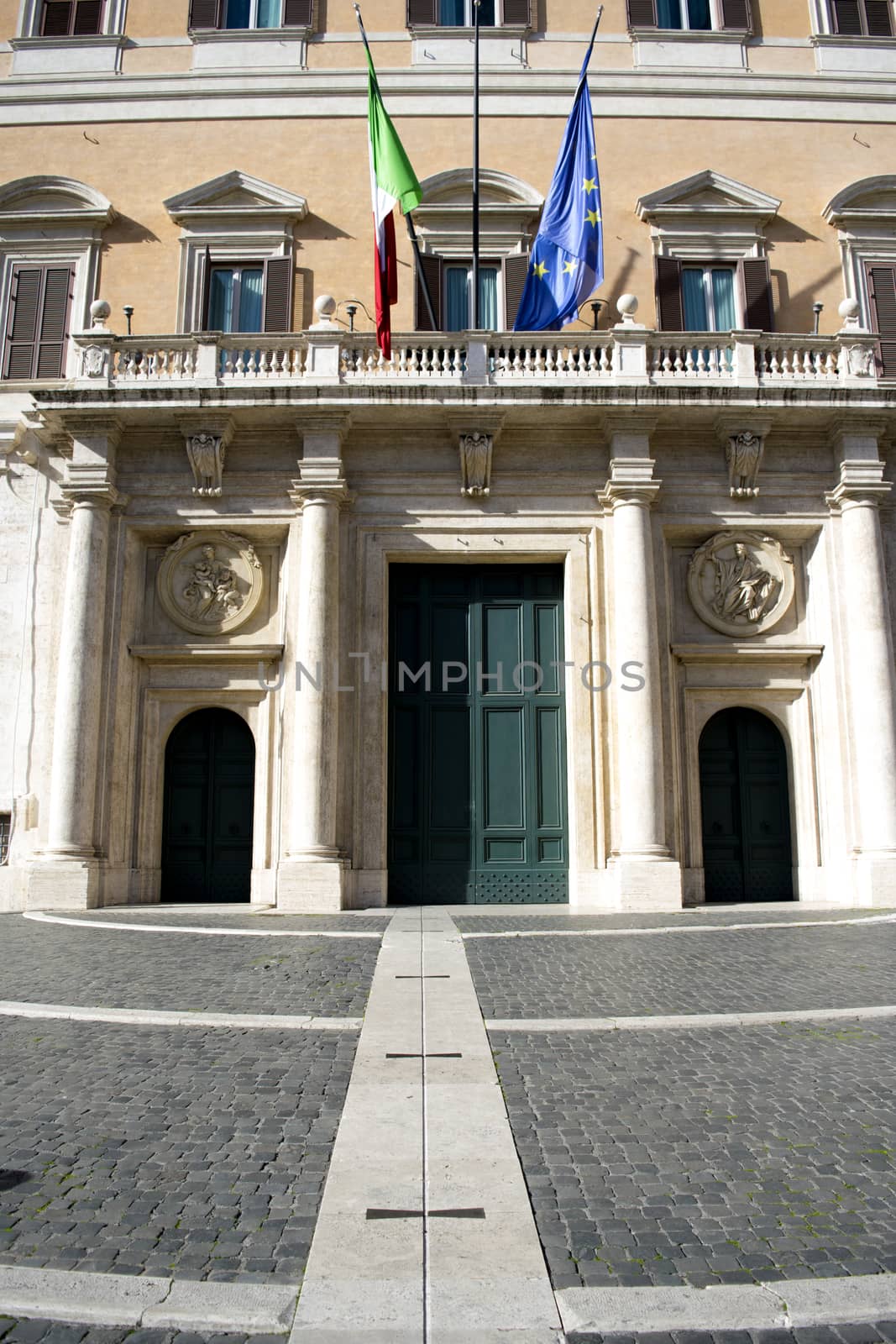 main entrance of montecitorio palace in rome place of Italian Parliament