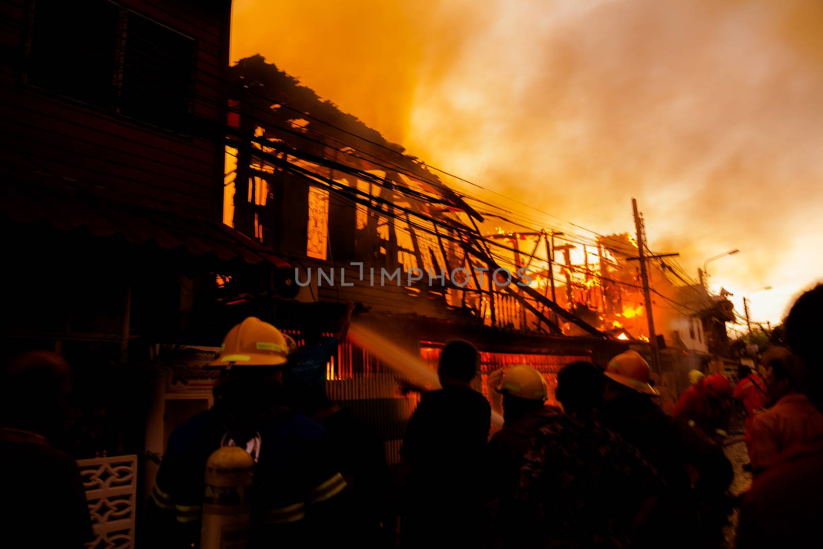 The silhouette of Burning house, House on fire