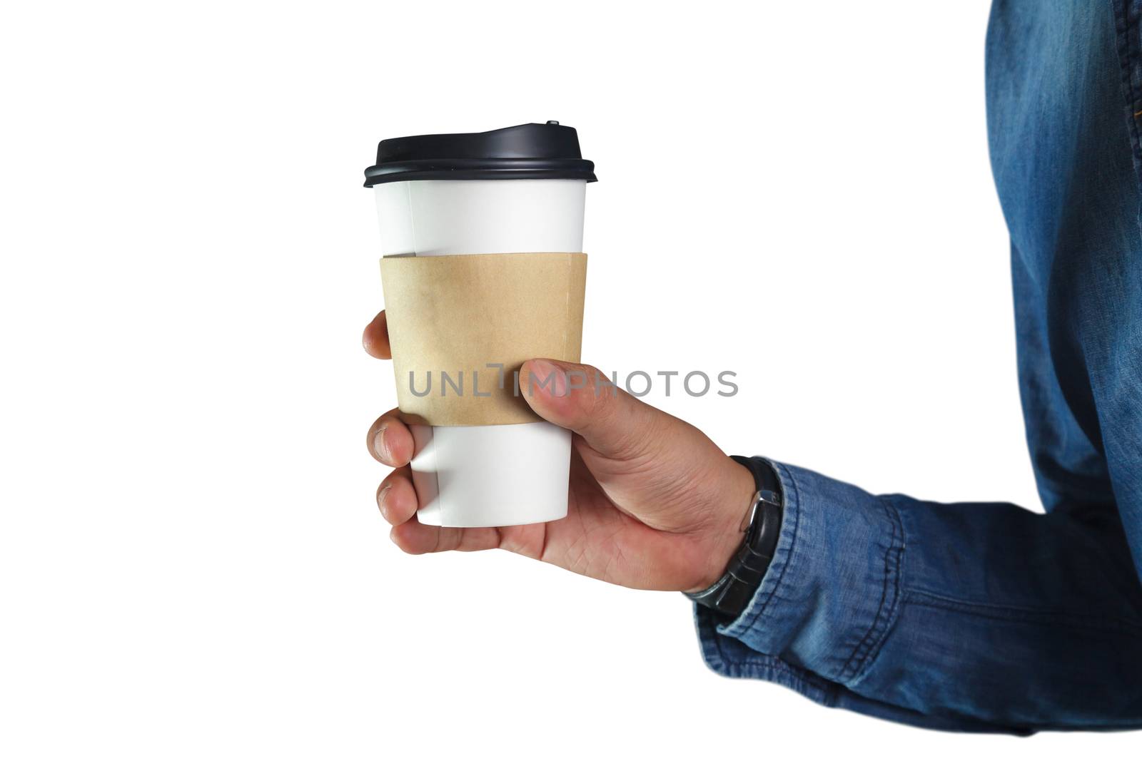 A young man holding a coffee 