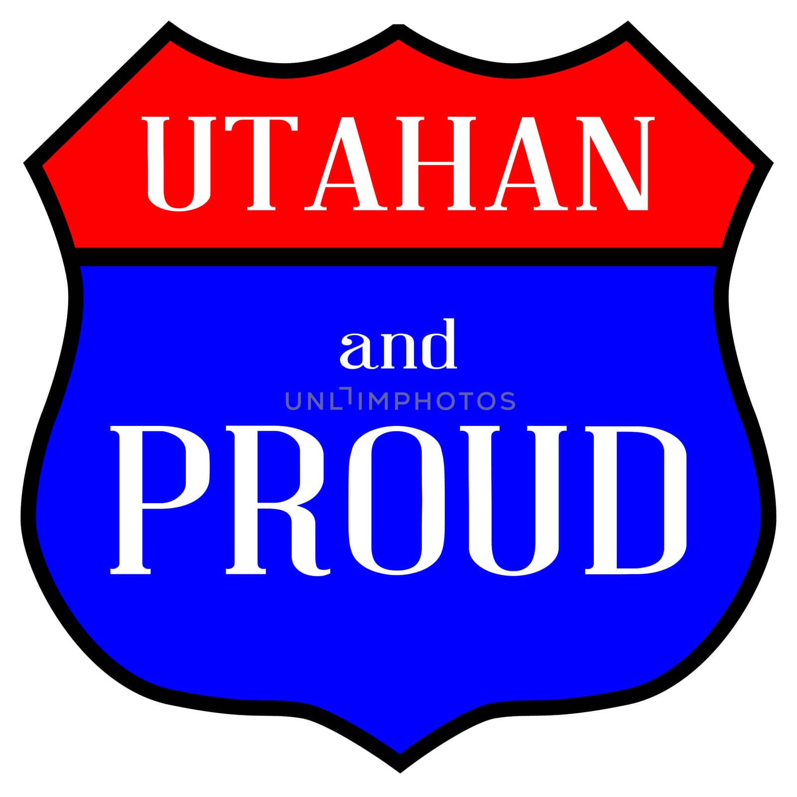 Route style traffic sign with the legend Utahan And Proud