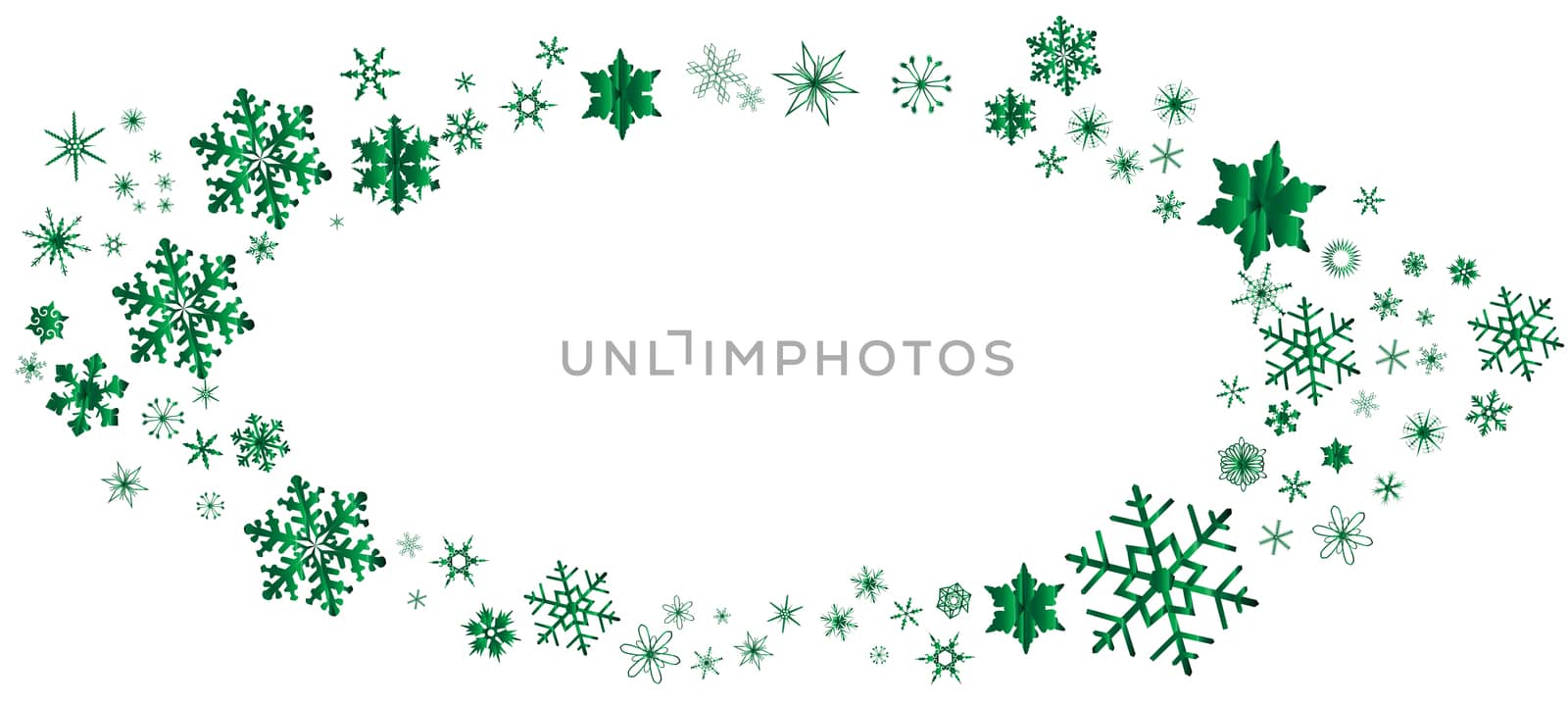 Green Christmas Snowflake Oval Border by Bigalbaloo