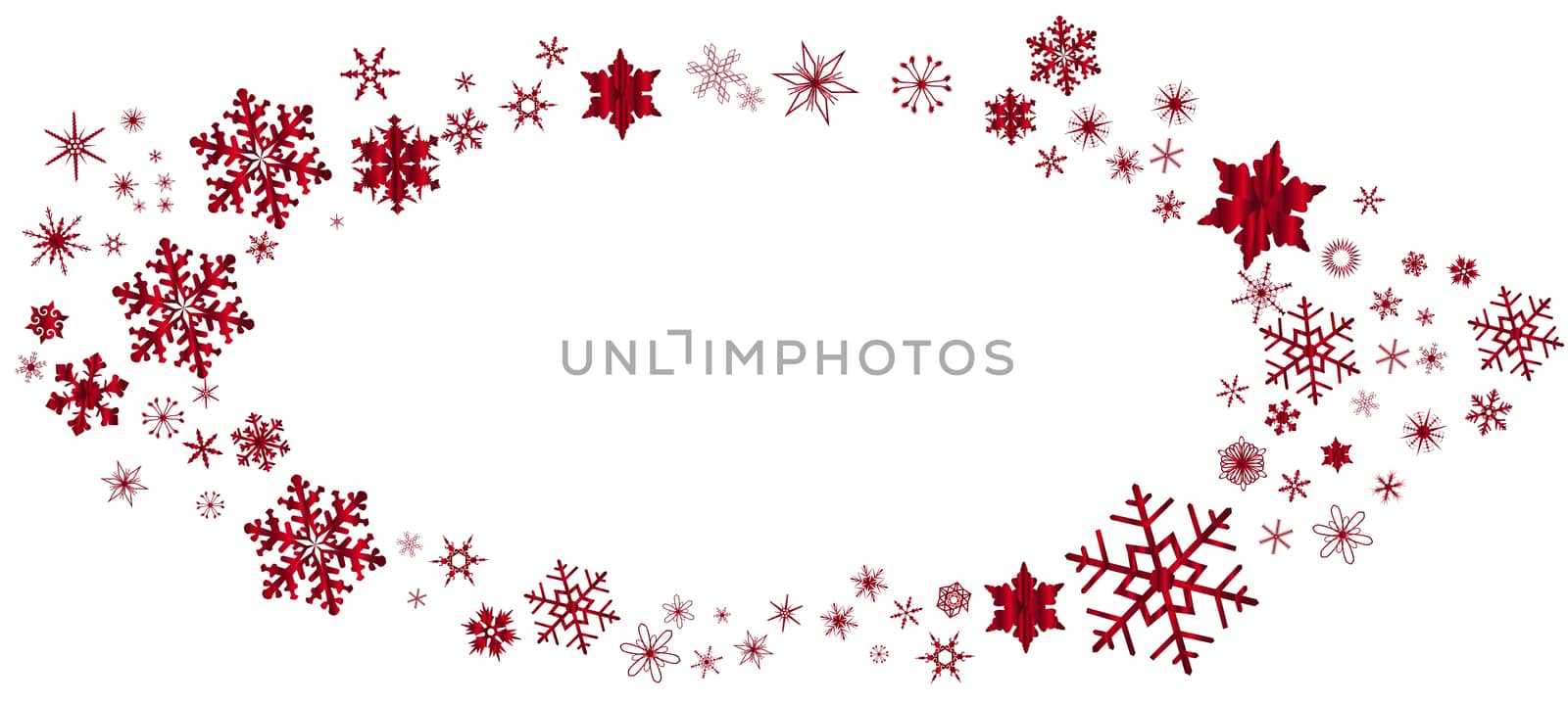 Red Christmas Snowflake Oval Border by Bigalbaloo