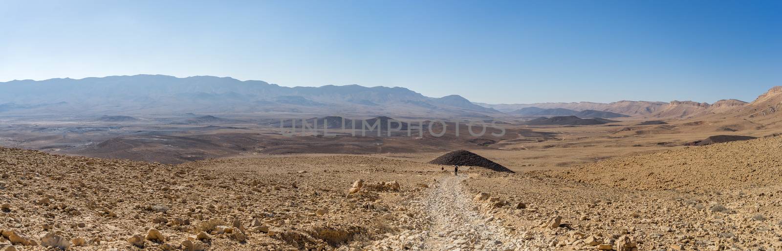 View of ramon crater desert of southern israel during hiking