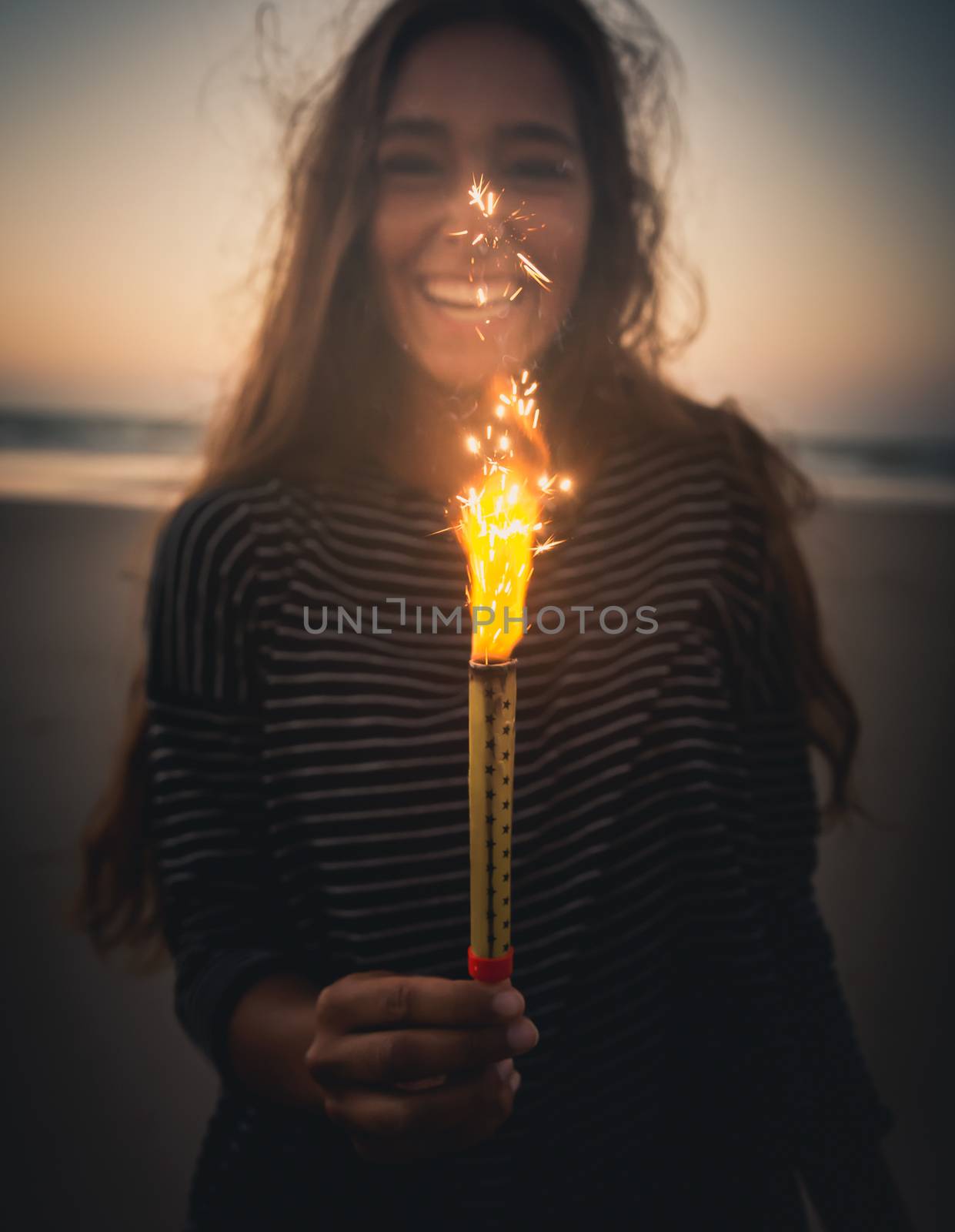 Girl with Fireworks by Iko