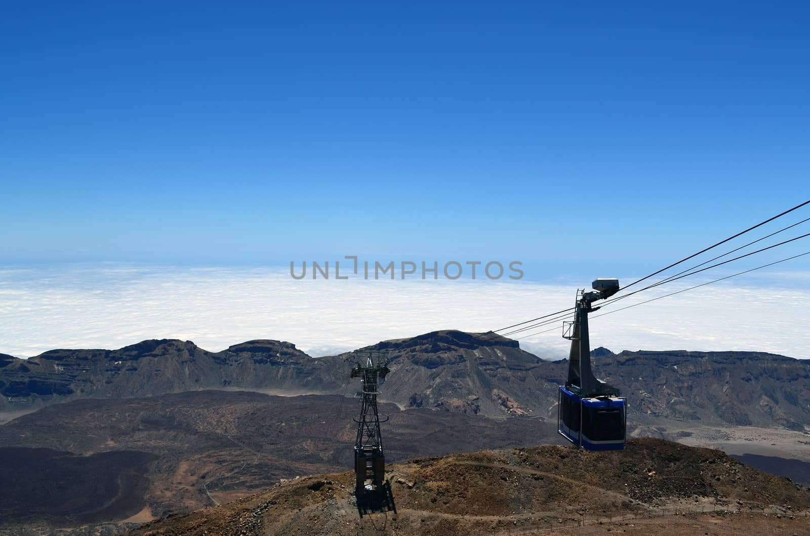 Cable car climbing to the top of Teide volcano, Tenerife, Canary by hibrida13