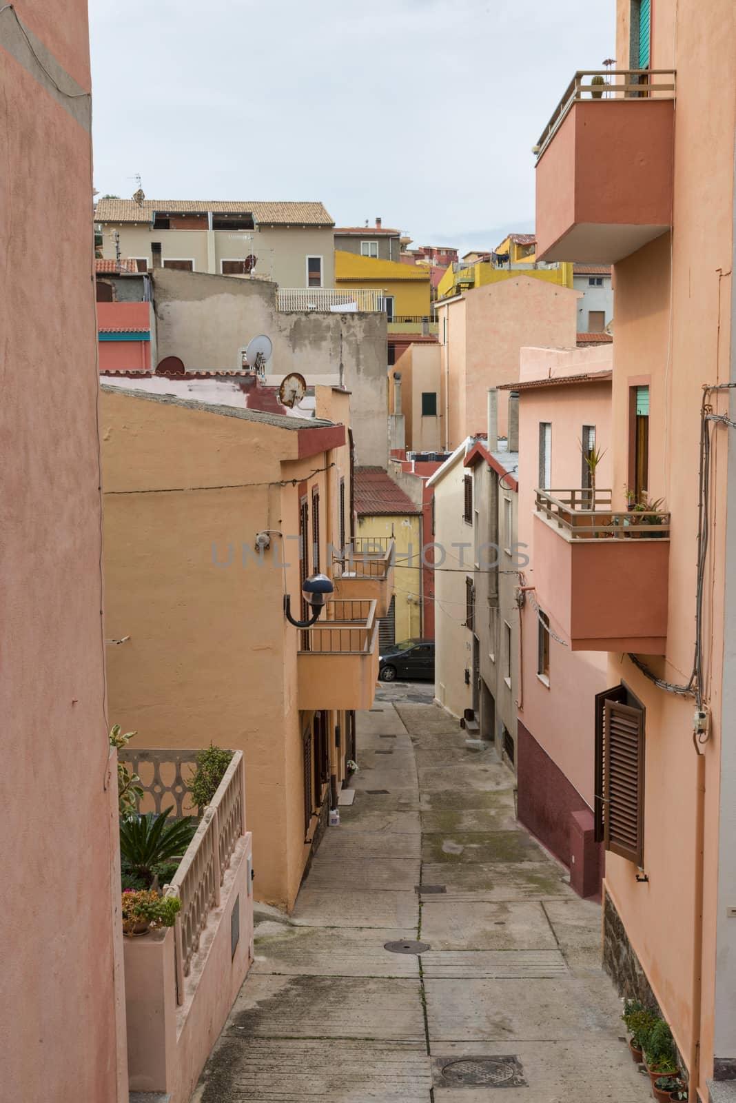 old streets of castelsardo village on sardinia island belonging to italy