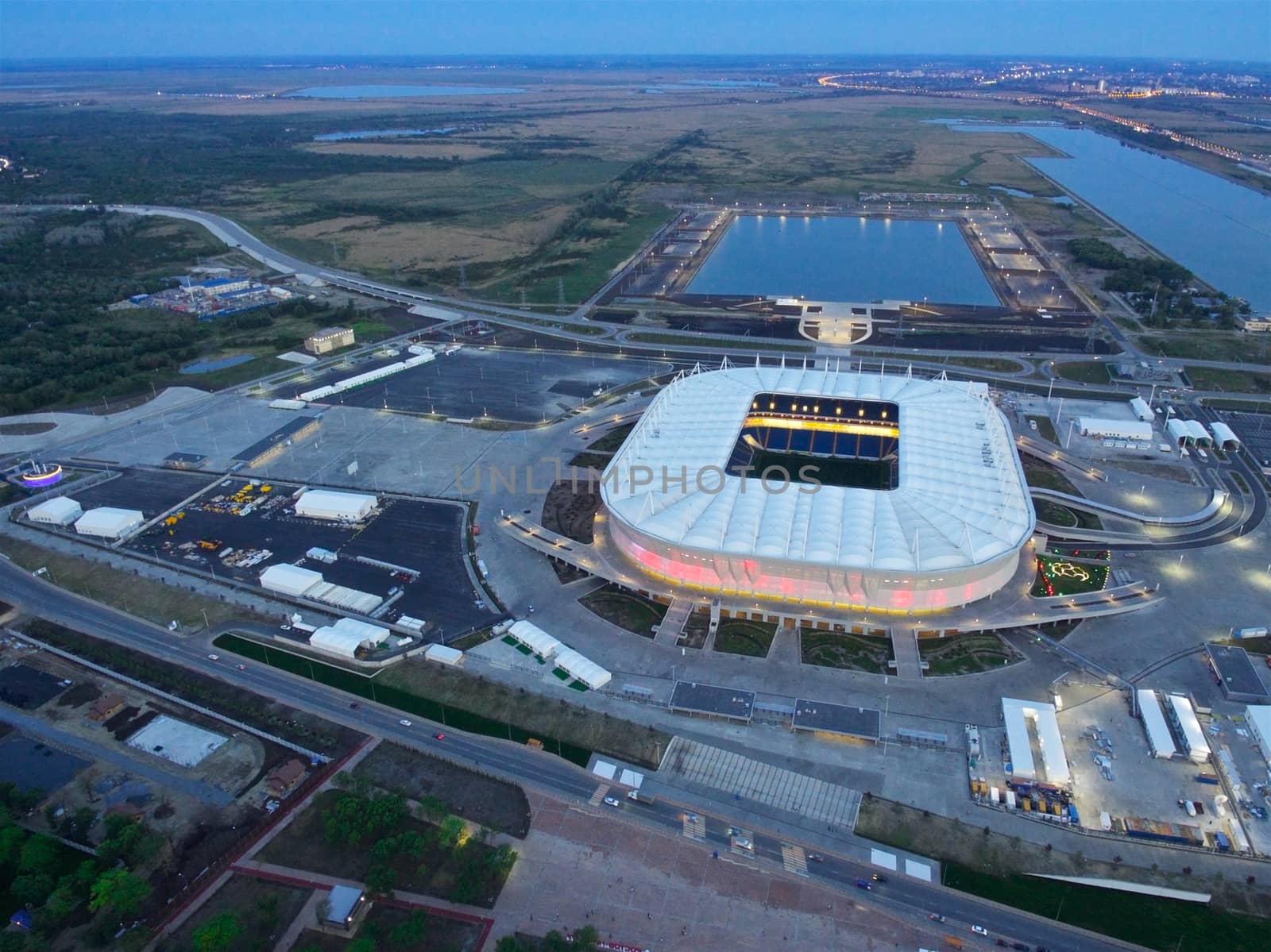 Aerial view of stadium Rostov Arena, Rostov-on-Don, Russia