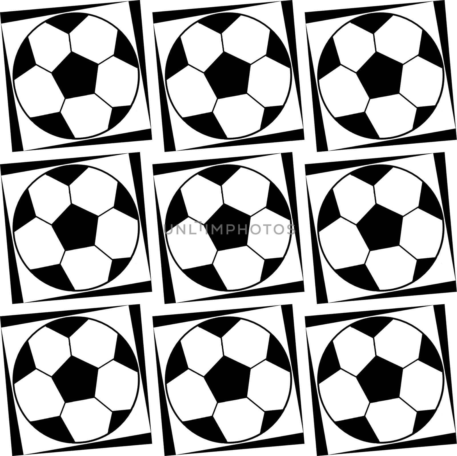 Digital computer graphic - seamless pattern with soccer ball image in a black - white colors for design. The Author - Peshkareva Irina