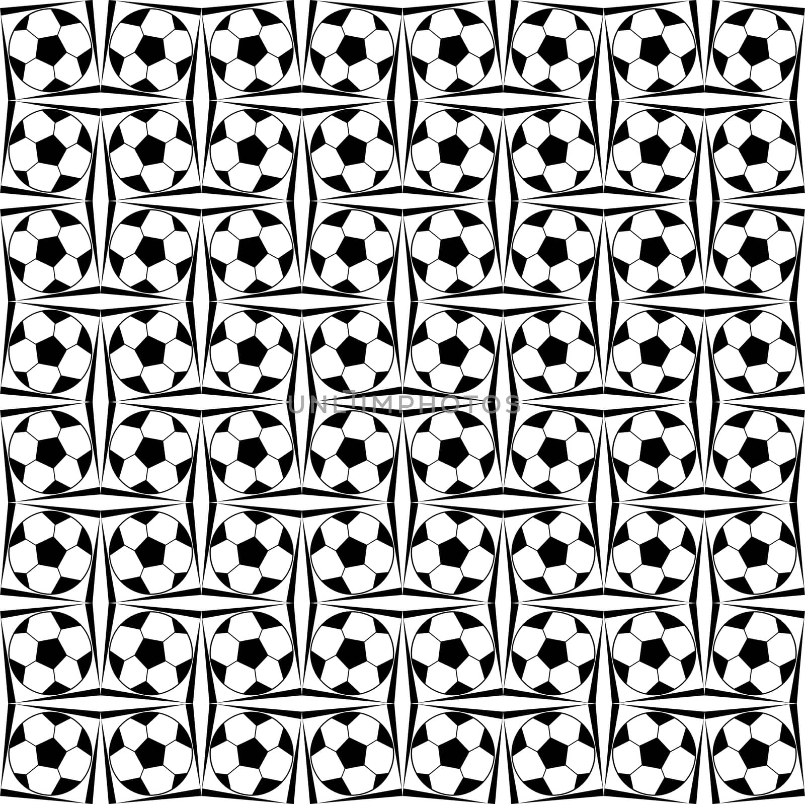 Digital computer graphic - seamless pattern with soccer ball image in a black - white colors for design. The Author - Peshkareva Irina