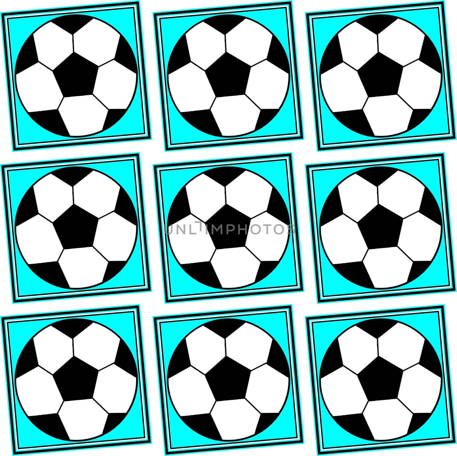 Digital computer graphic - seamless pattern with soccer ball image in a brigt colors for design. The Author - Peshkareva Irina