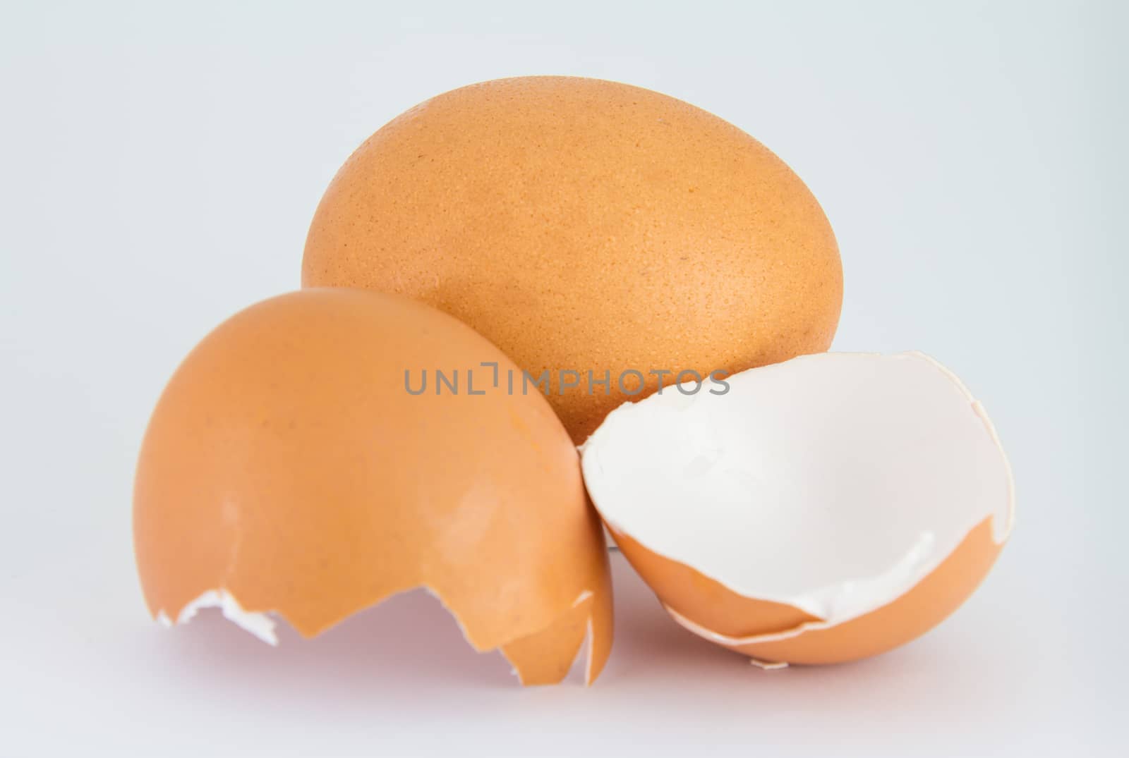 The egg and eggshell isolated on white background by peerapixs