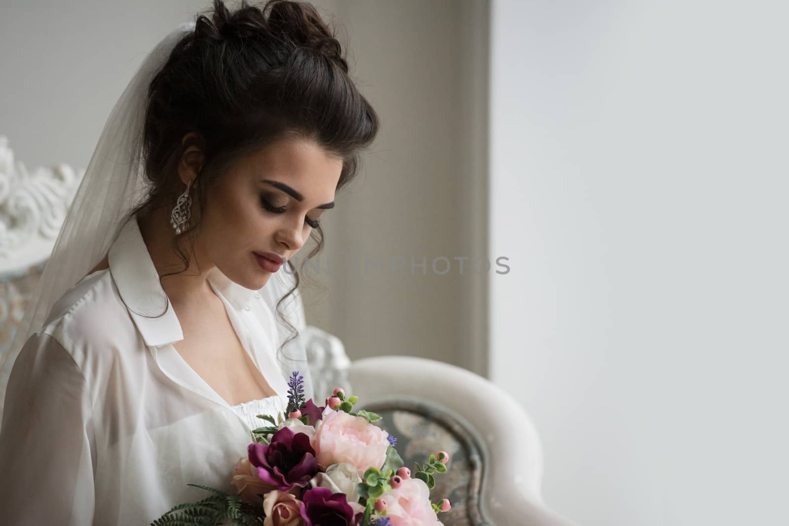 Beautiful bride with bouquet by ALotOfPeople