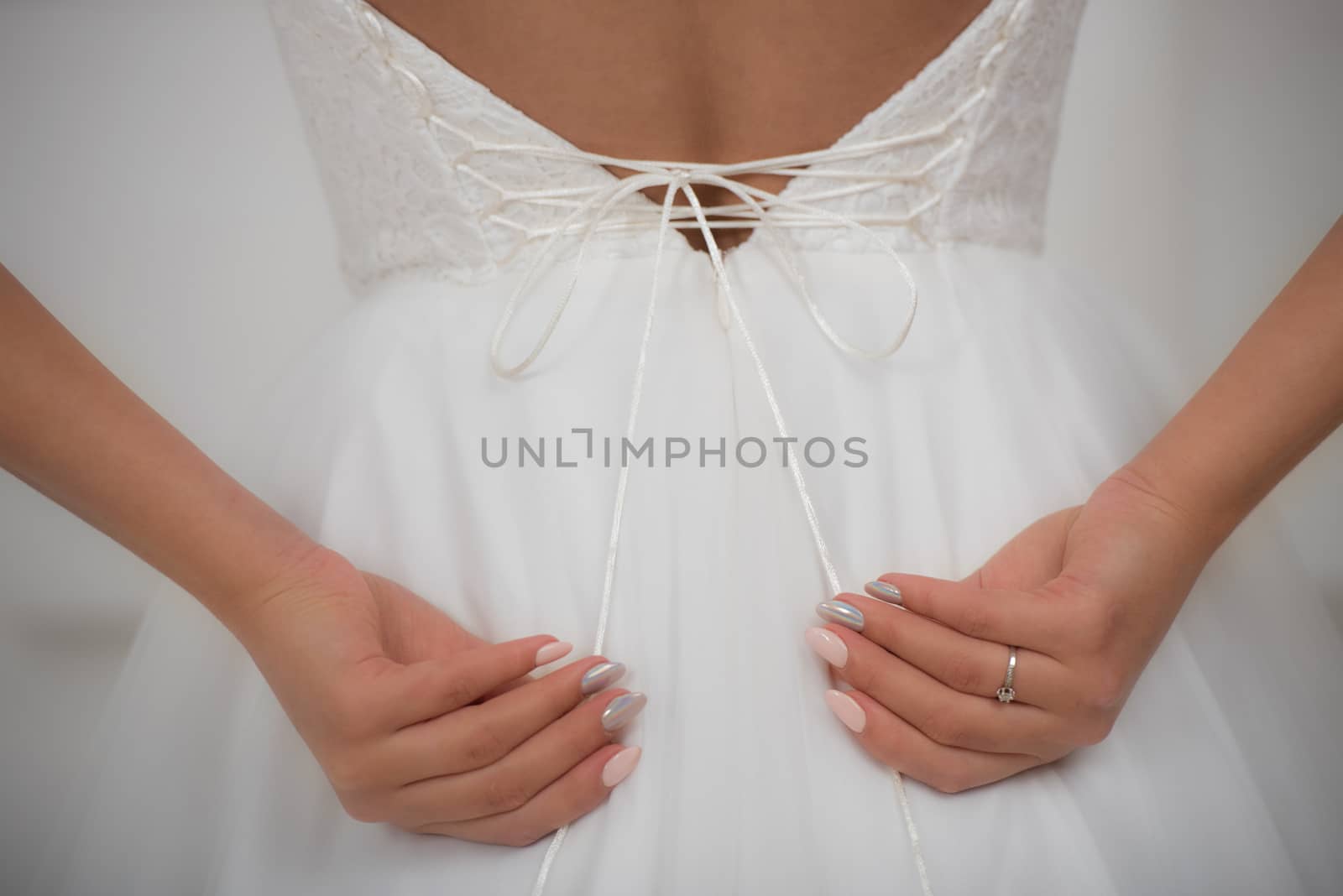 Bride dressing gown preparing for a wedding