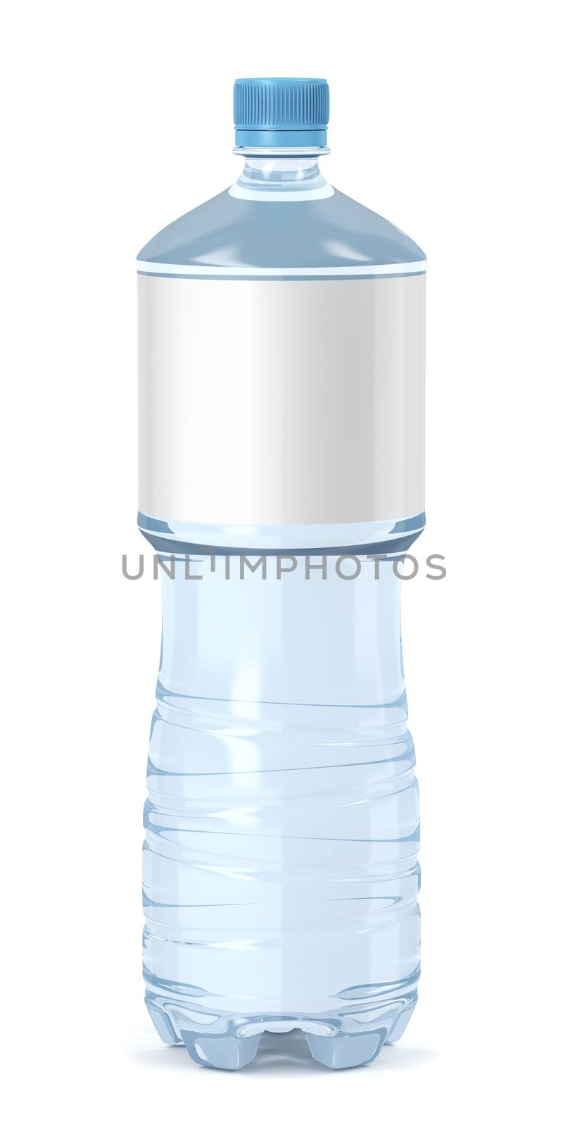 Water bottle with blank label on white background