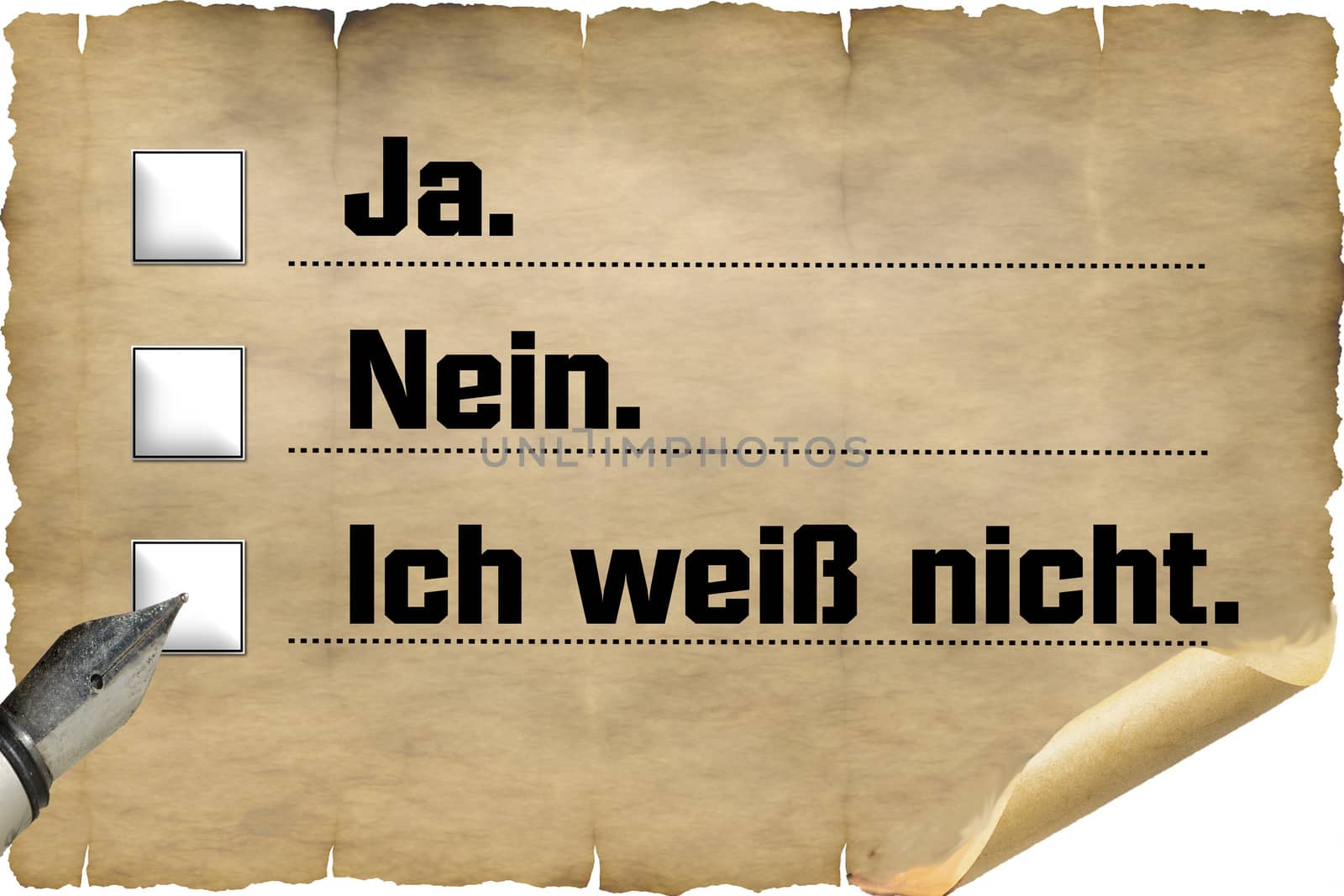 Ballot with inscription in German "Yes, no, I do not know"       by JFsPic