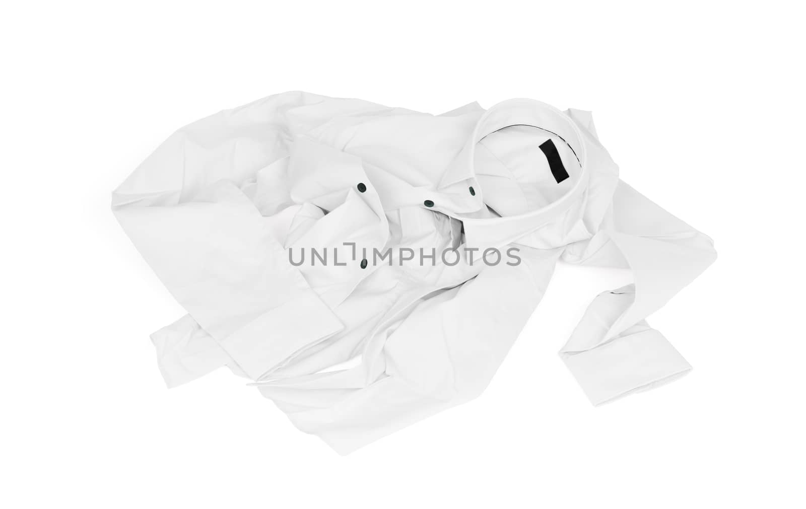 Unfolded white man shirt on white background by michaklootwijk