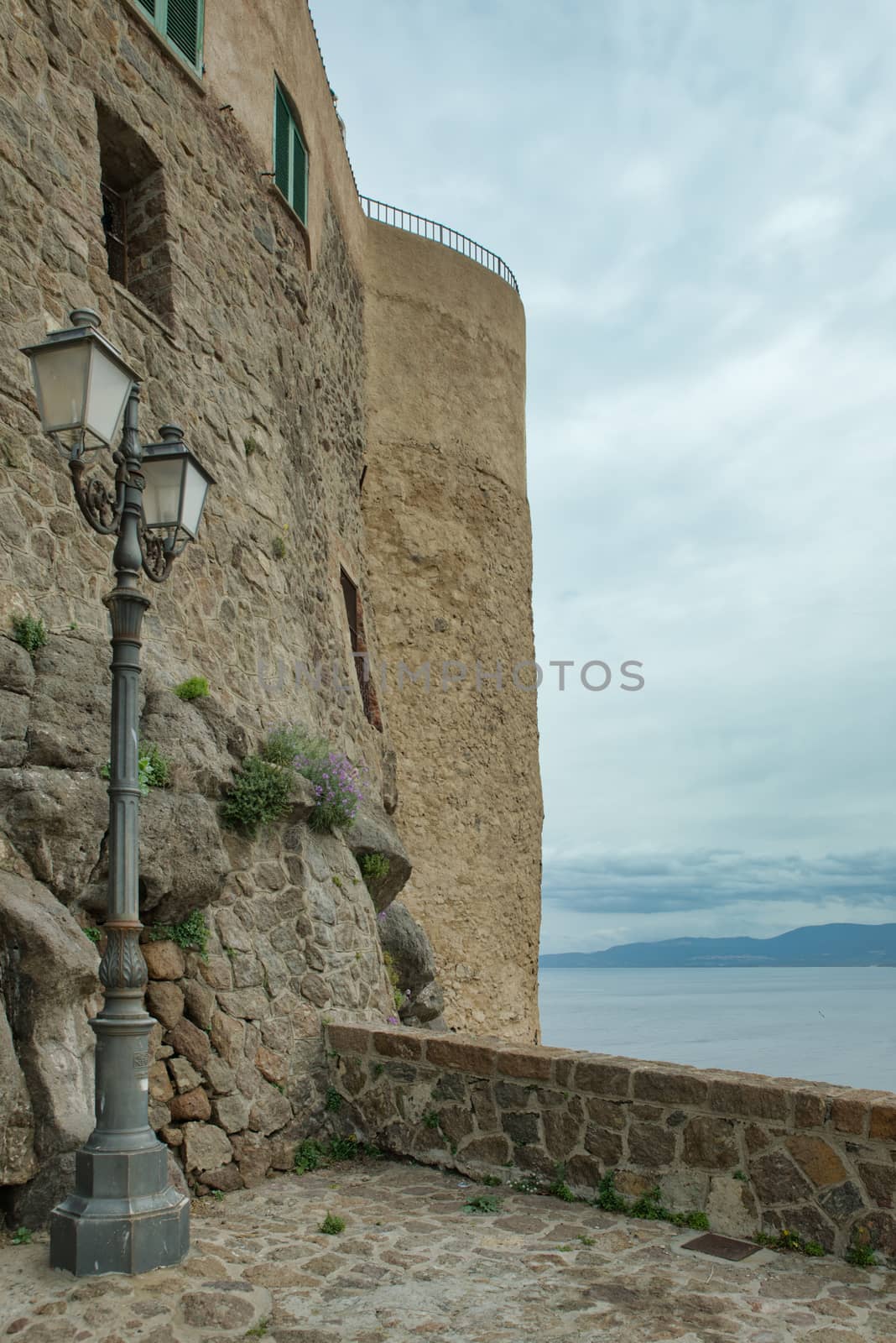 old wall in the village of castelsardo on the italian island of sardinia or sardegna