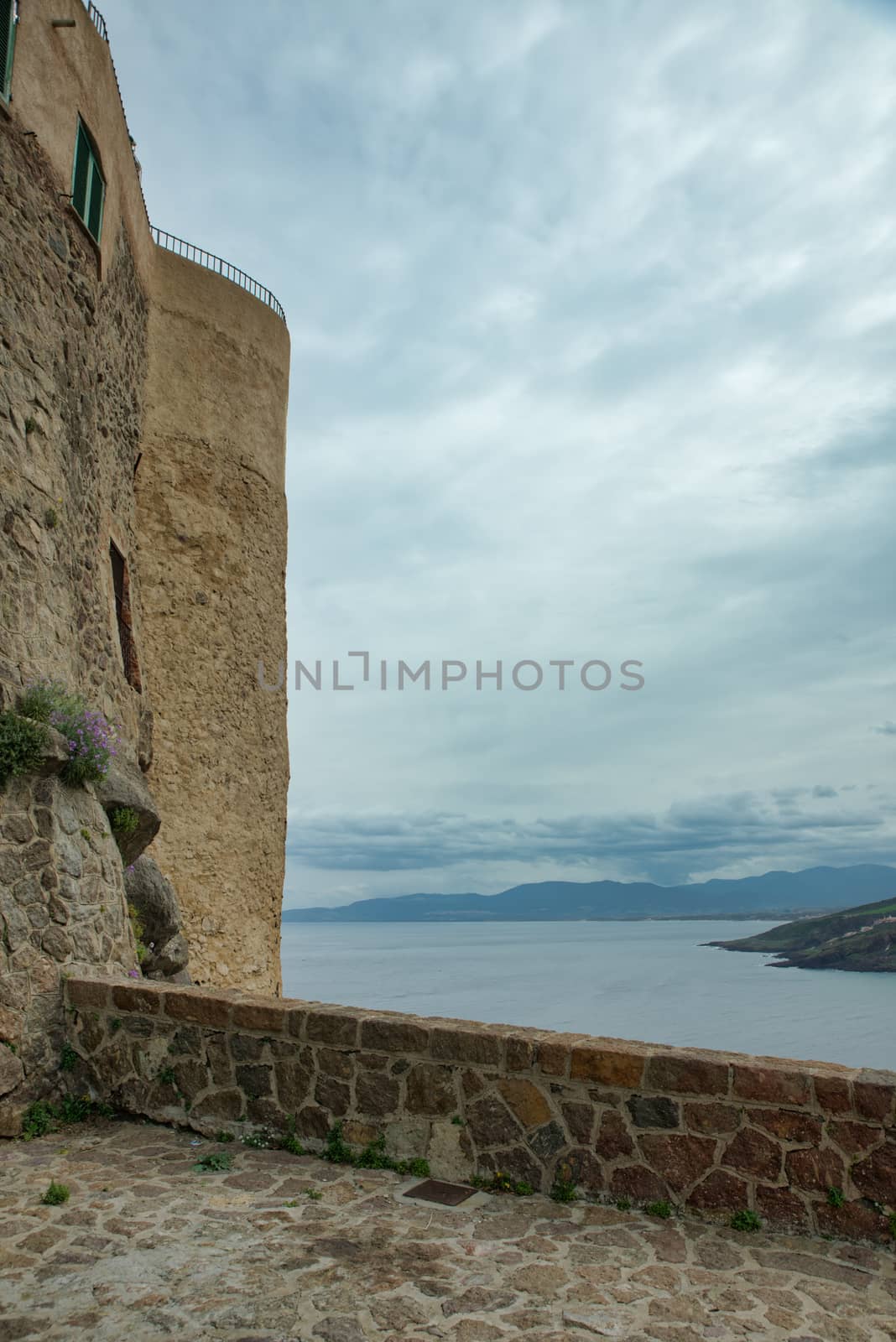 old wall in the village of castelsardo on the italian island of sardinia or sardegna