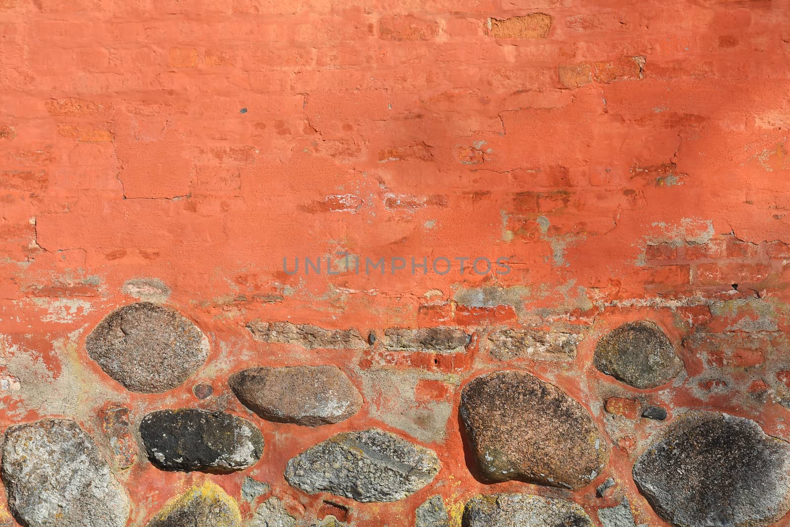 Ancient orange brick wall by ankihoglund
