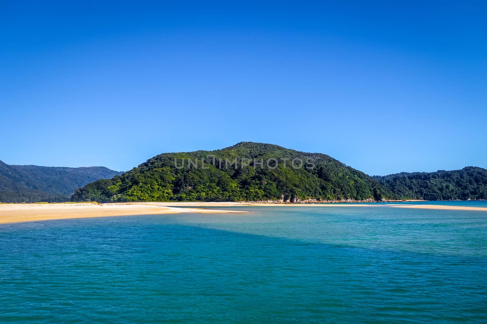 Abel Tasman National Park. White sand bay and turquoise sea. New Zealand