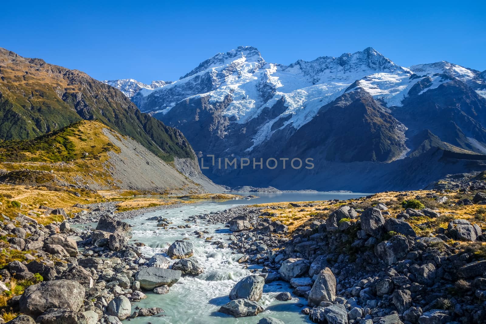 Glacial lake, Hooker Valley Track, Mount Cook, New Zealand